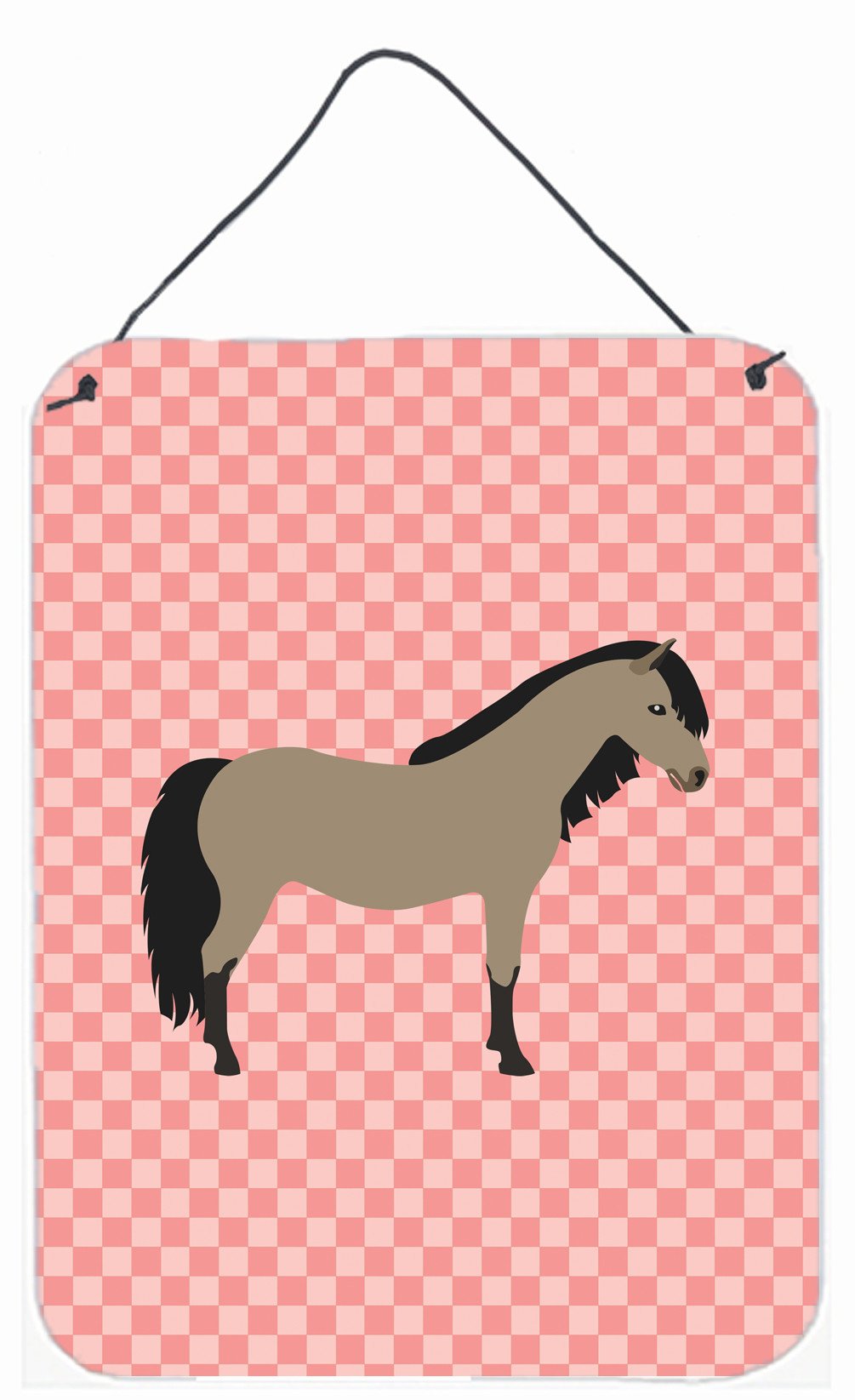 Welsh Pony Horse Pink Check Wall or Door Hanging Prints BB7910DS1216 by Caroline's Treasures