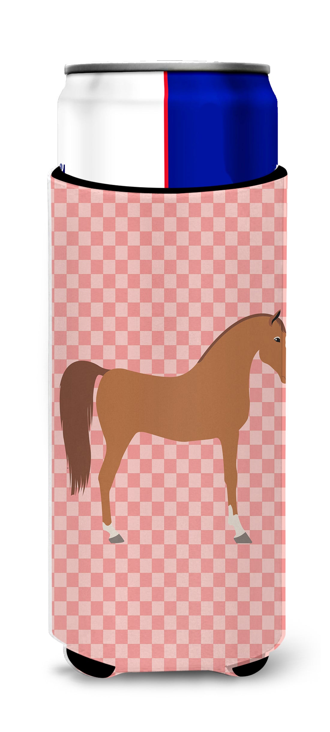 Arabian Horse Pink Check  Ultra Hugger for slim cans