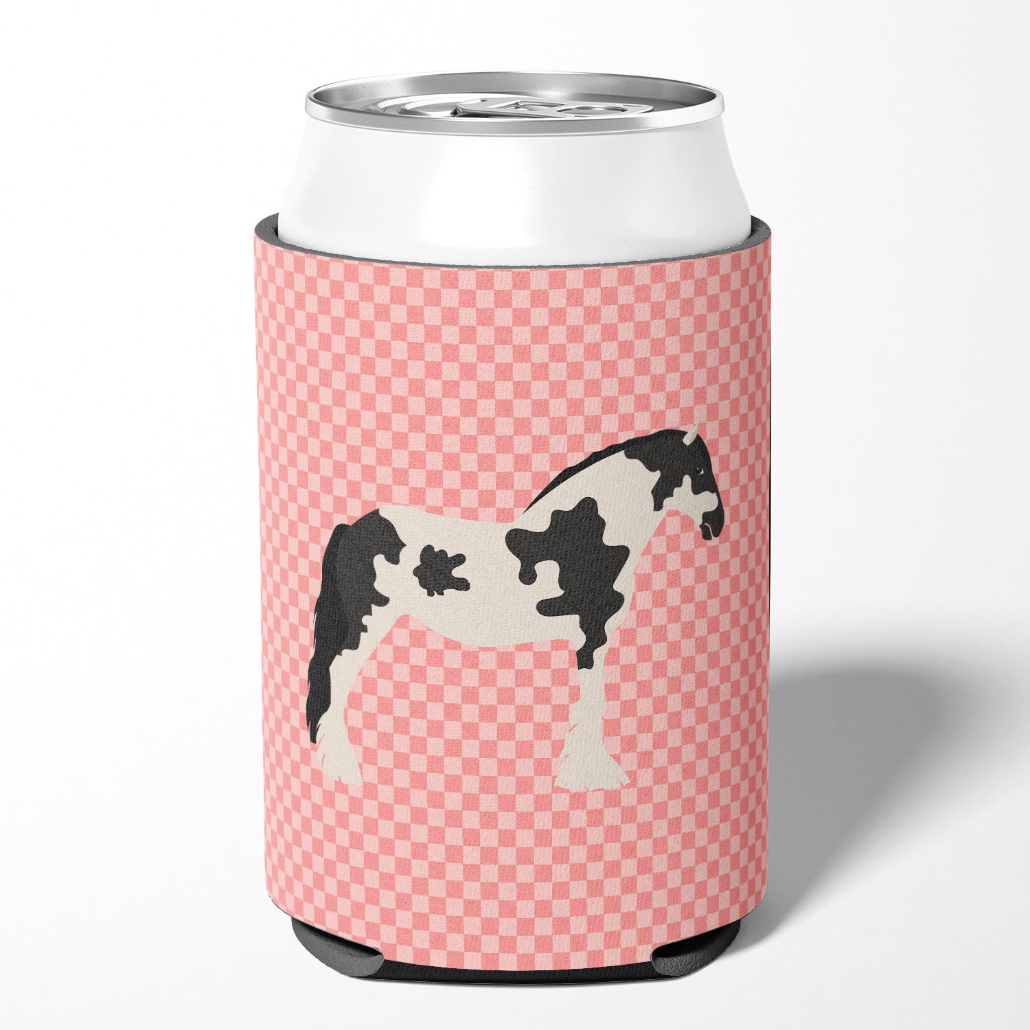 Cyldesdale Horse Pink Check Can or Bottle Hugger BB7912CC