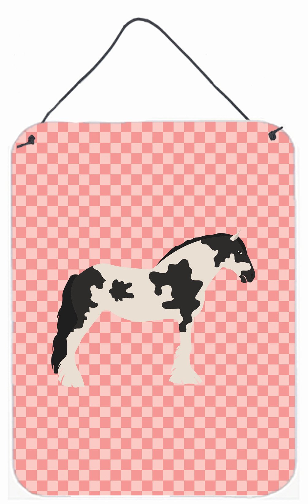 Cyldesdale Horse Pink Check Wall or Door Hanging Prints BB7912DS1216 by Caroline's Treasures