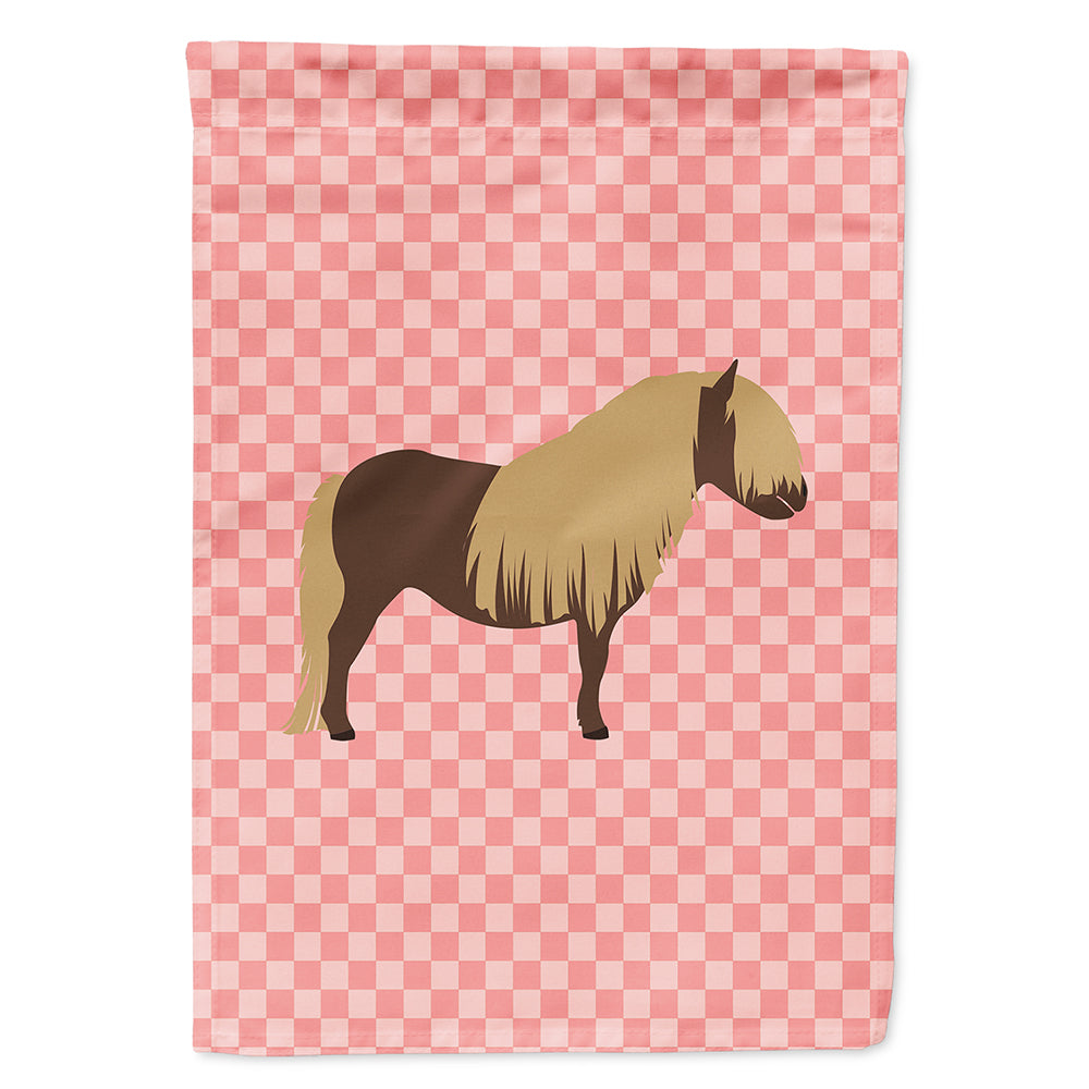 Shetland Pony Horse Pink Check Flag Canvas House Size BB7914CHF