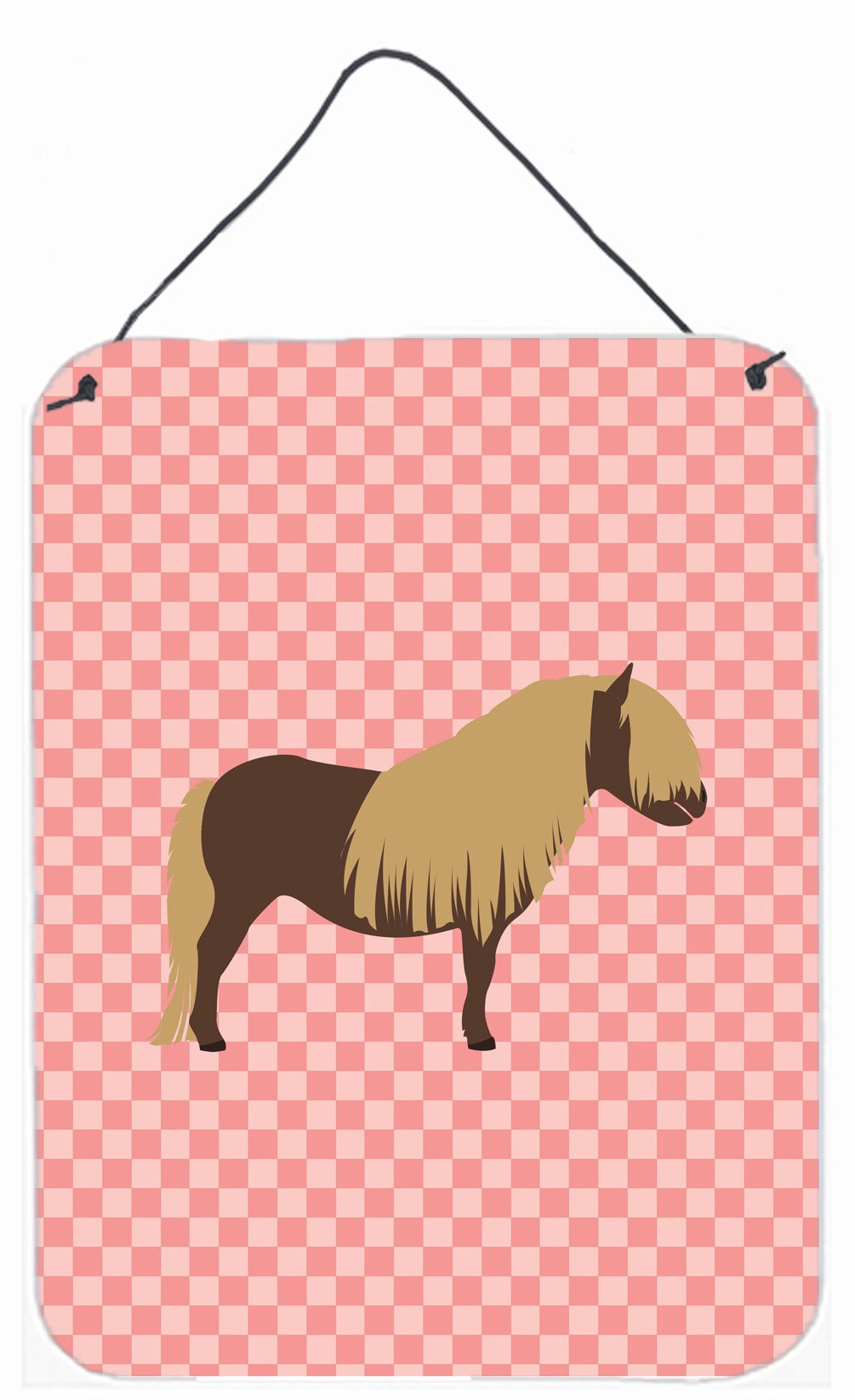 Shetland Pony Horse Pink Check Wall or Door Hanging Prints BB7914DS1216 by Caroline's Treasures