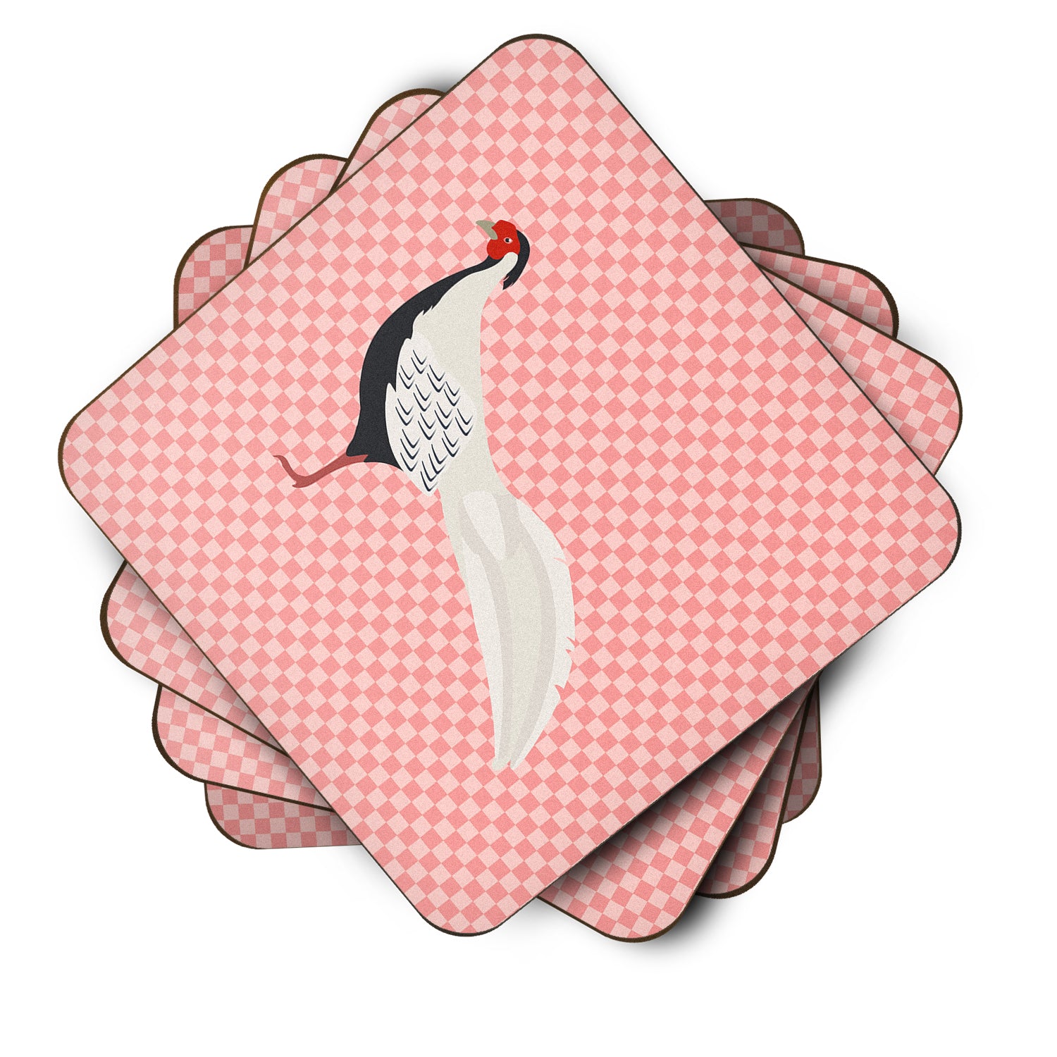 Silver Pheasant Pink Check Foam Coaster Set of 4 BB7929FC - the-store.com