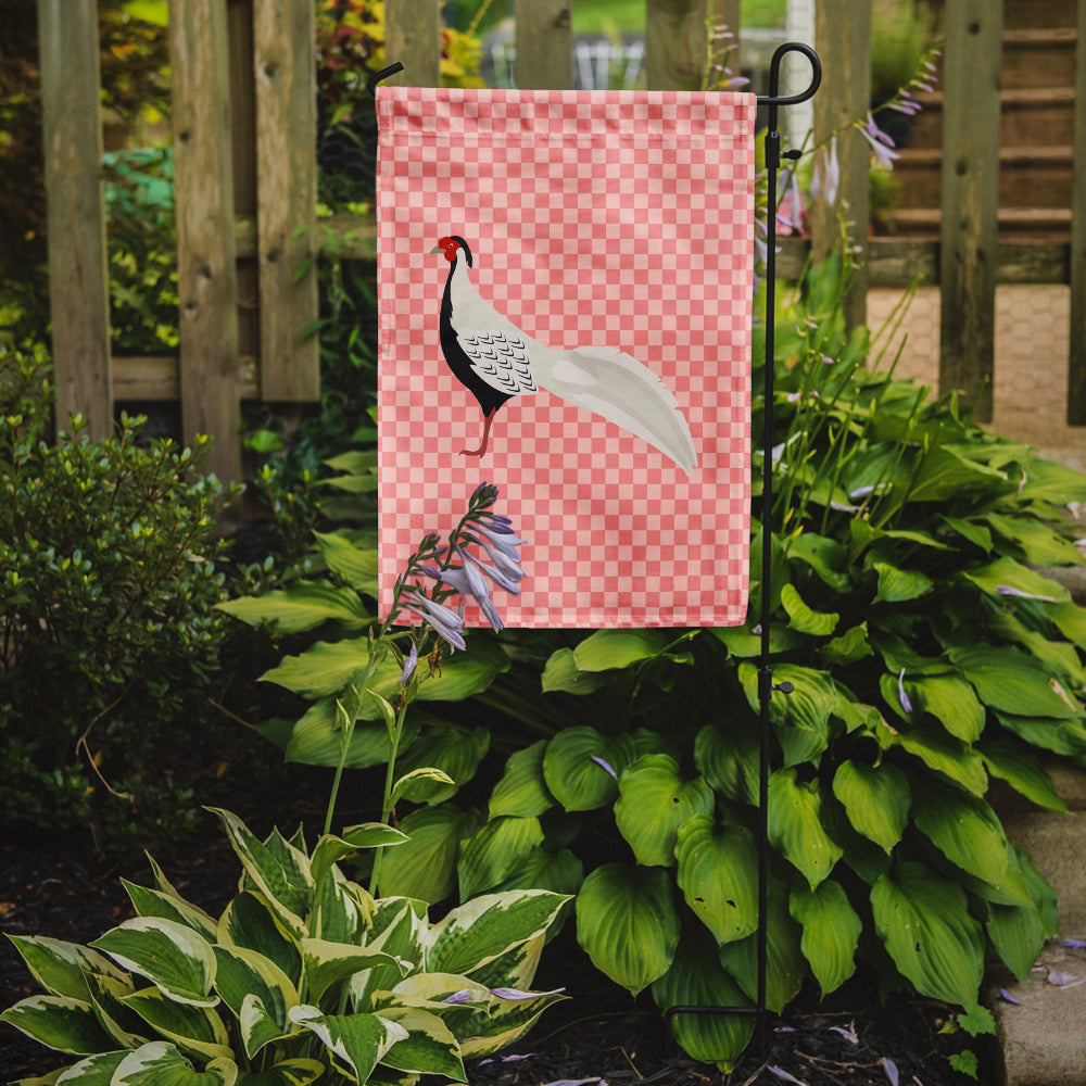 Silver Pheasant Pink Check Flag Garden Size