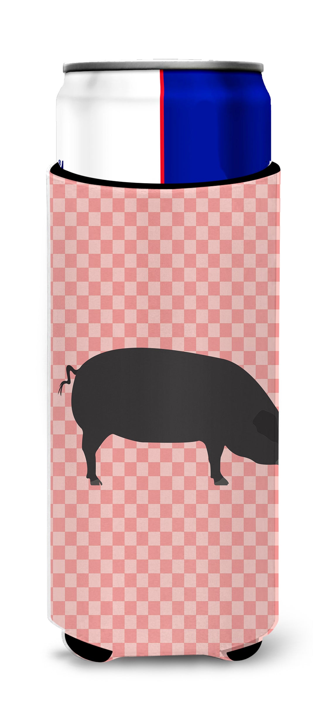 Devon Large Black Pig Pink Check  Ultra Hugger for slim cans
