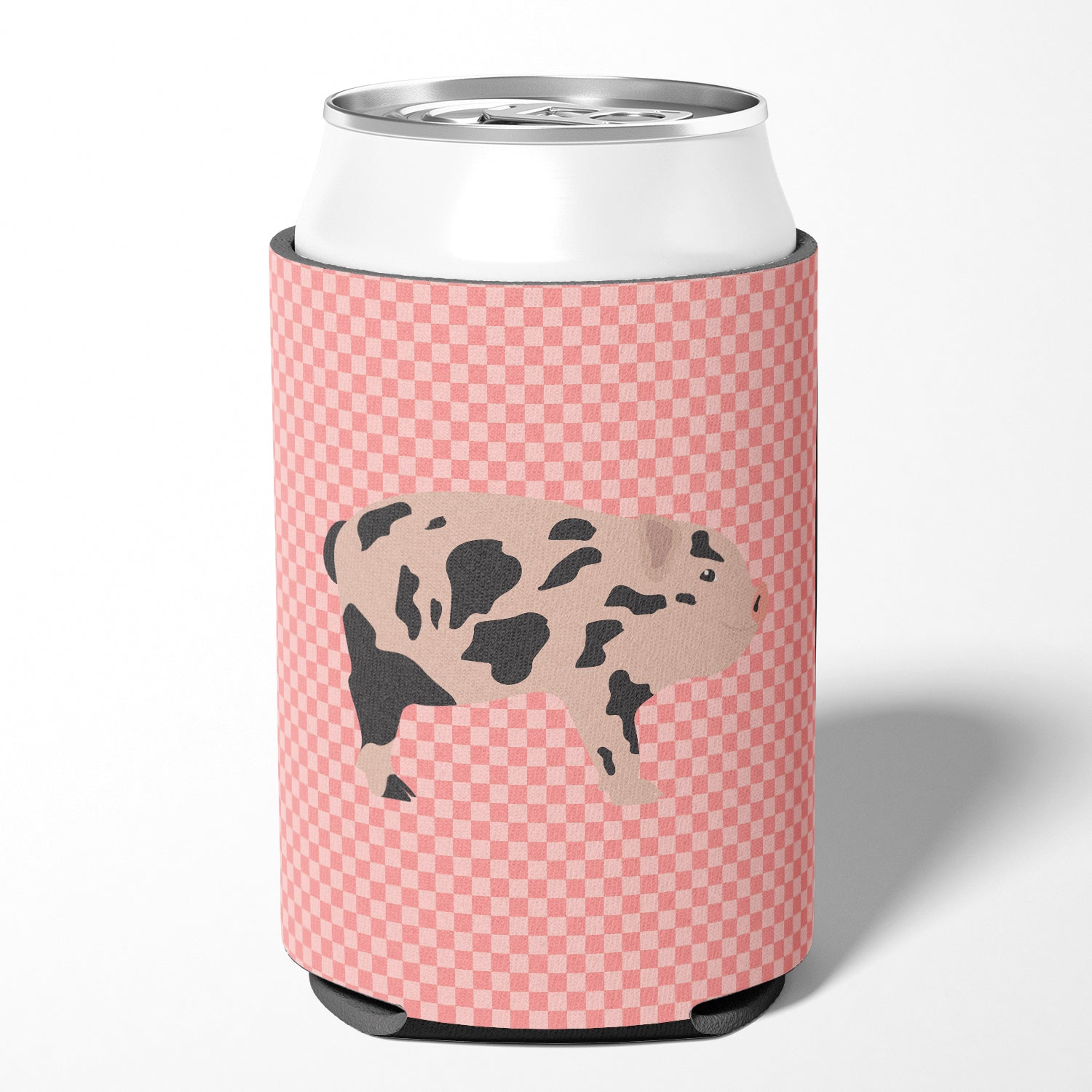 Mini Miniature Pig Pink Check Can or Bottle Hugger BB7935CC