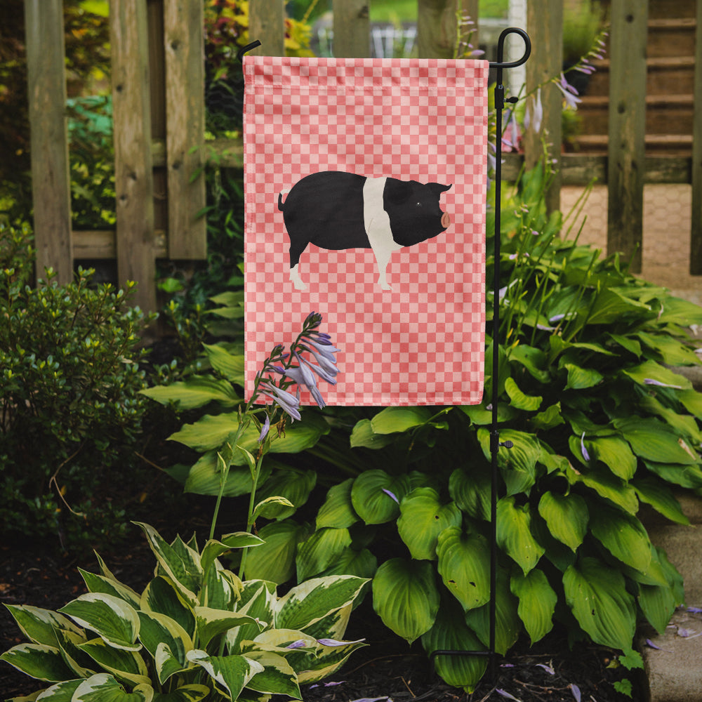 Hampshire Pig Pink Check Flag Garden Size