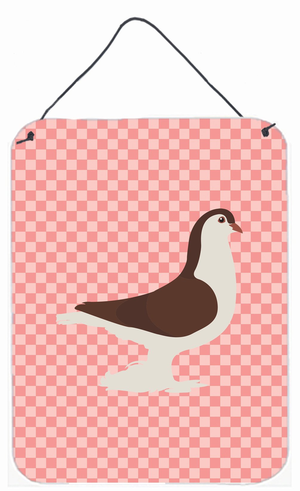 Large Pigeon Pink Check Wall or Door Hanging Prints BB7943DS1216 by Caroline's Treasures
