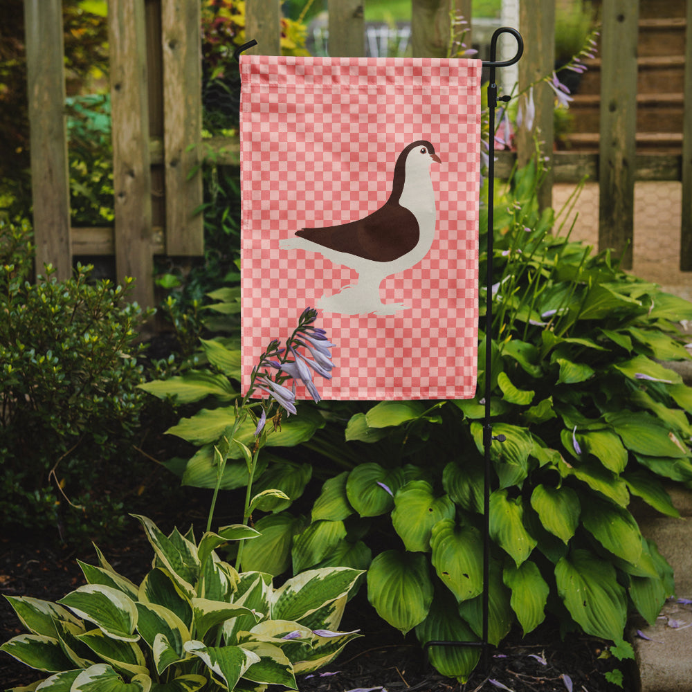 Large Pigeon Pink Check Flag Garden Size