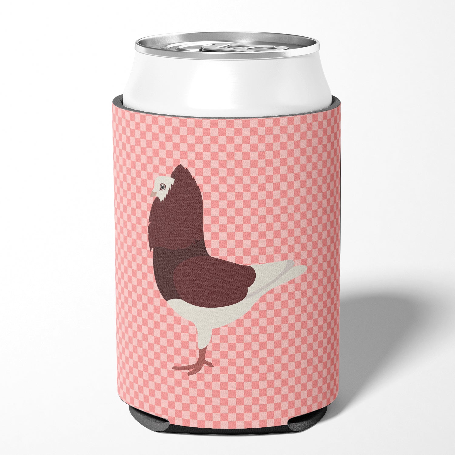 Capuchin Red Pigeon Pink Check Can or Bottle Hugger BB7948CC