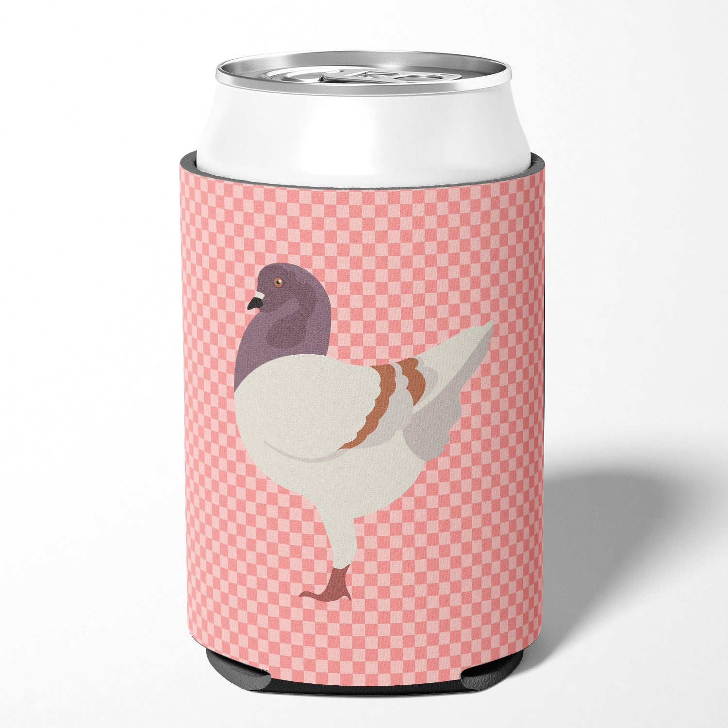 German Modena Pigeon Pink Check Can or Bottle Hugger BB7949CC