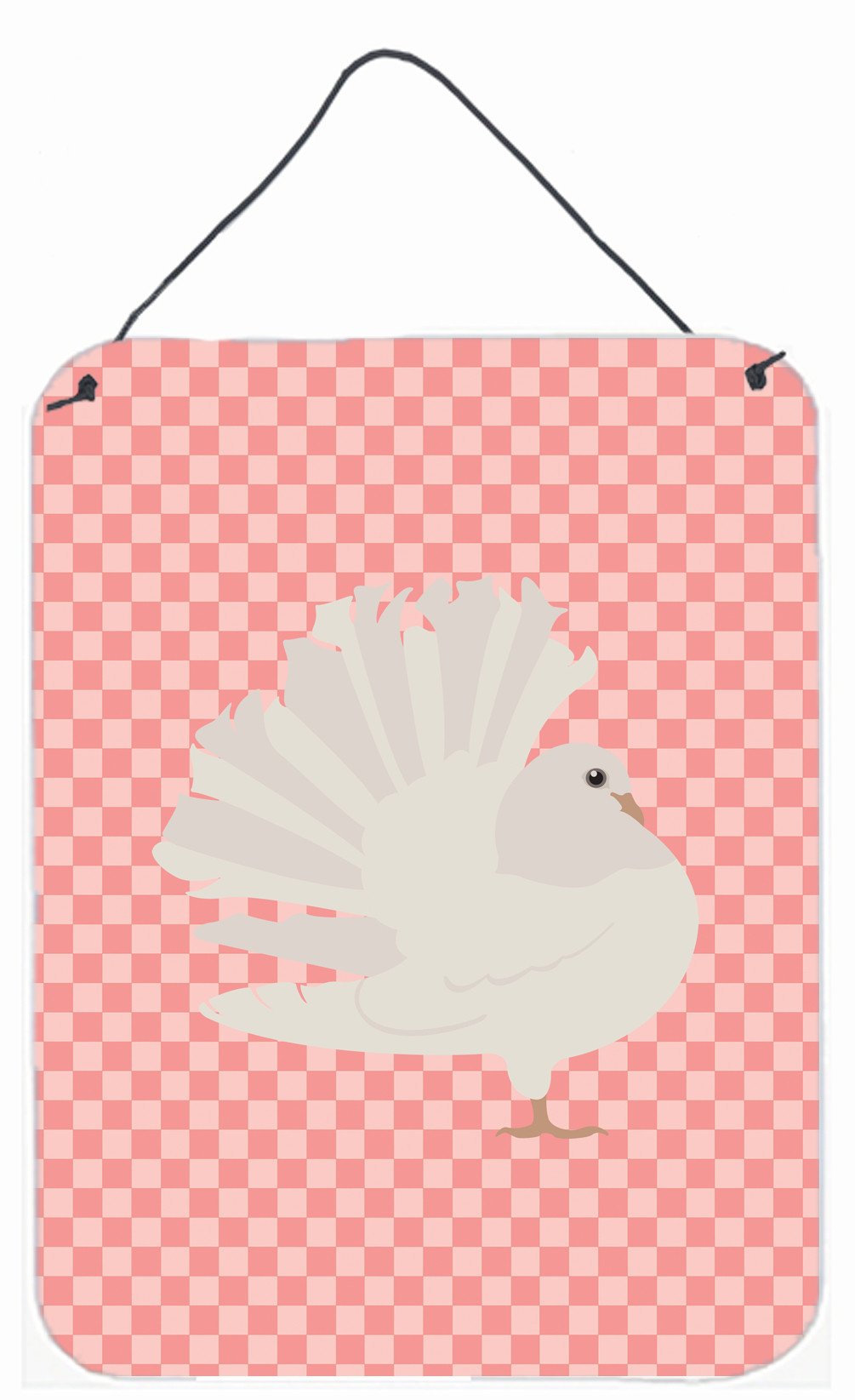 Silver Fantail Pigeon Pink Check Wall or Door Hanging Prints BB7950DS1216 by Caroline's Treasures