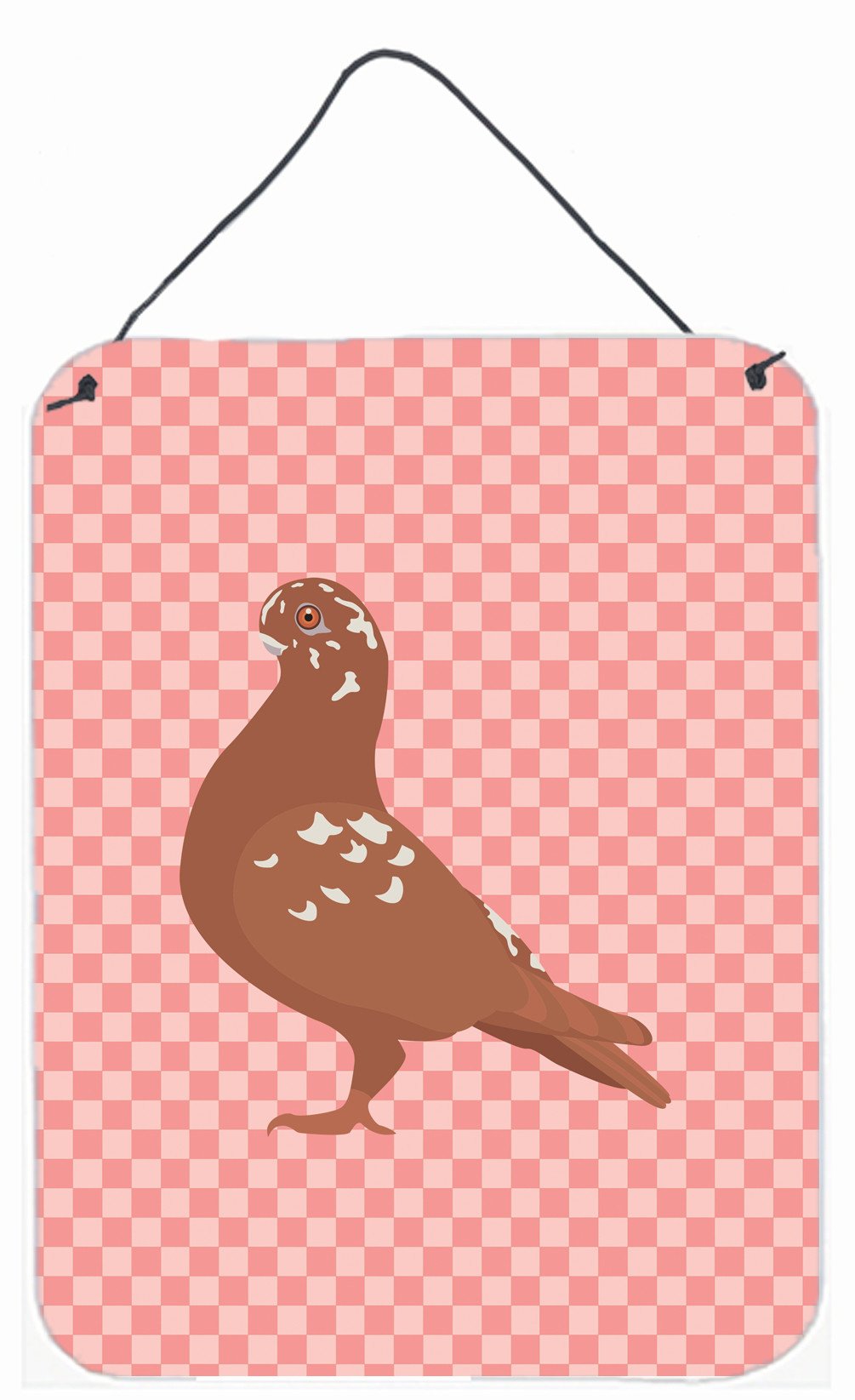 African Owl Pigeon Pink Check Wall or Door Hanging Prints BB7953DS1216 by Caroline's Treasures