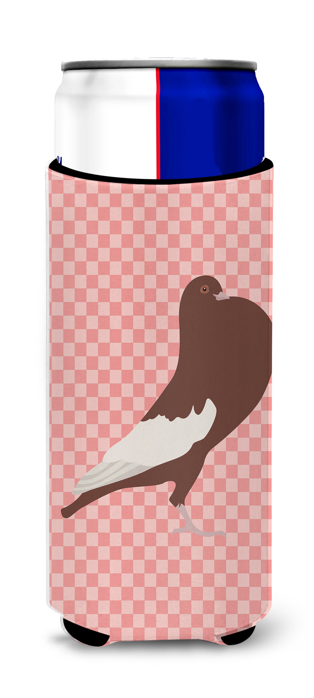 English Pouter Pigeon Pink Check  Ultra Hugger for slim cans