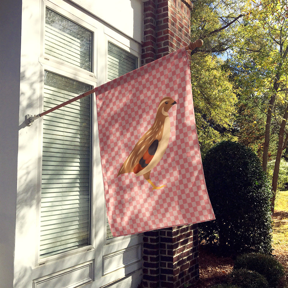 Golden Phoenix Quail Pink Check Flag Canvas House Size BB7955CHF