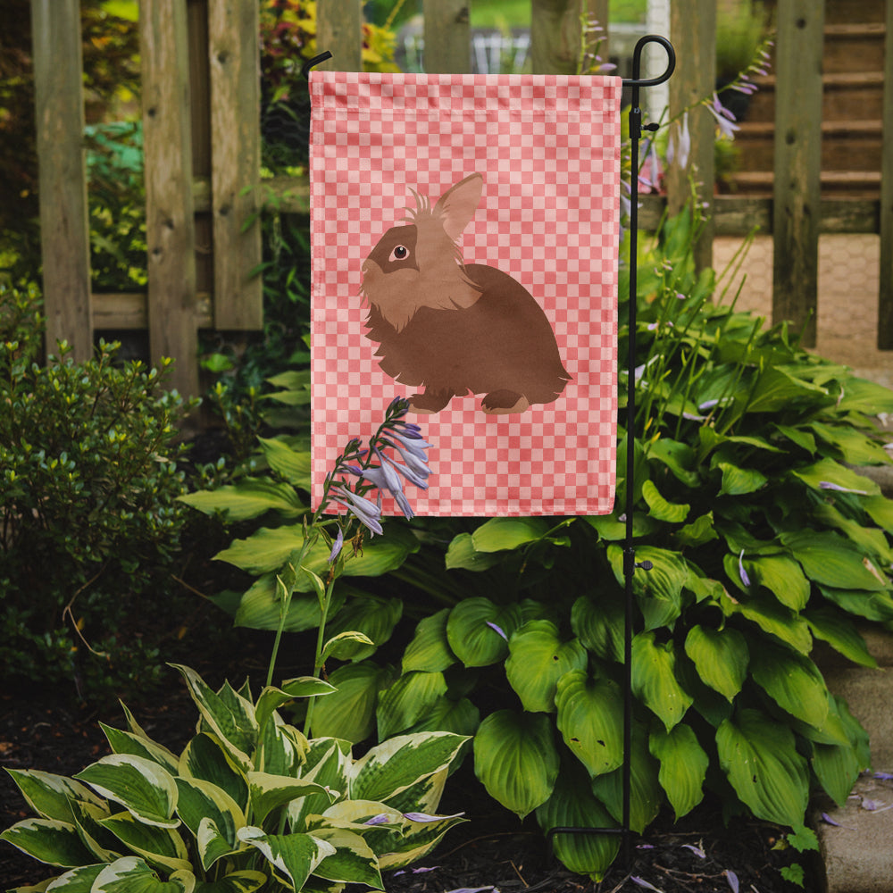 Lionhead Rabbit Pink Check Flag Garden Size