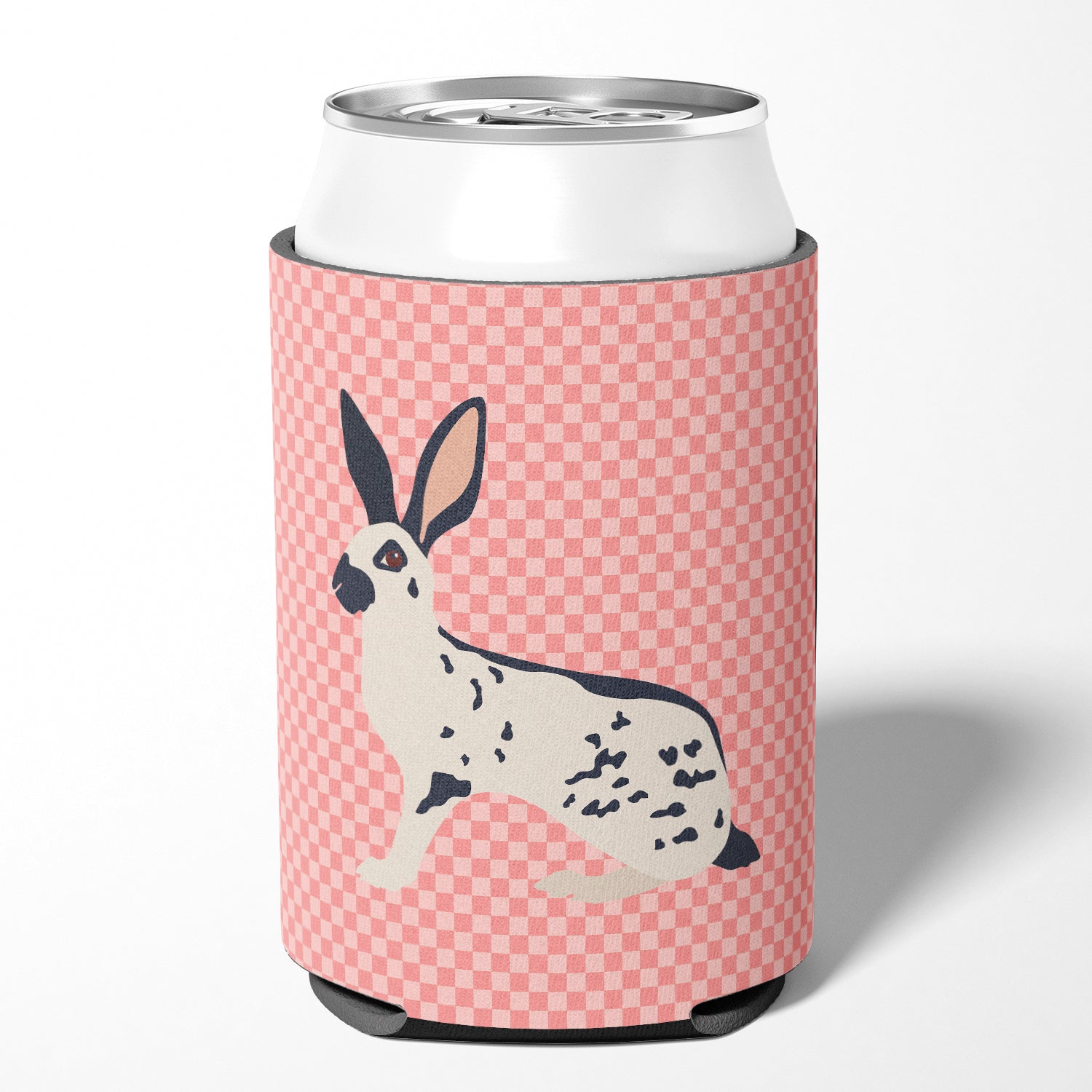 English Spot Rabbit Pink Check Can or Bottle Hugger BB7961CC