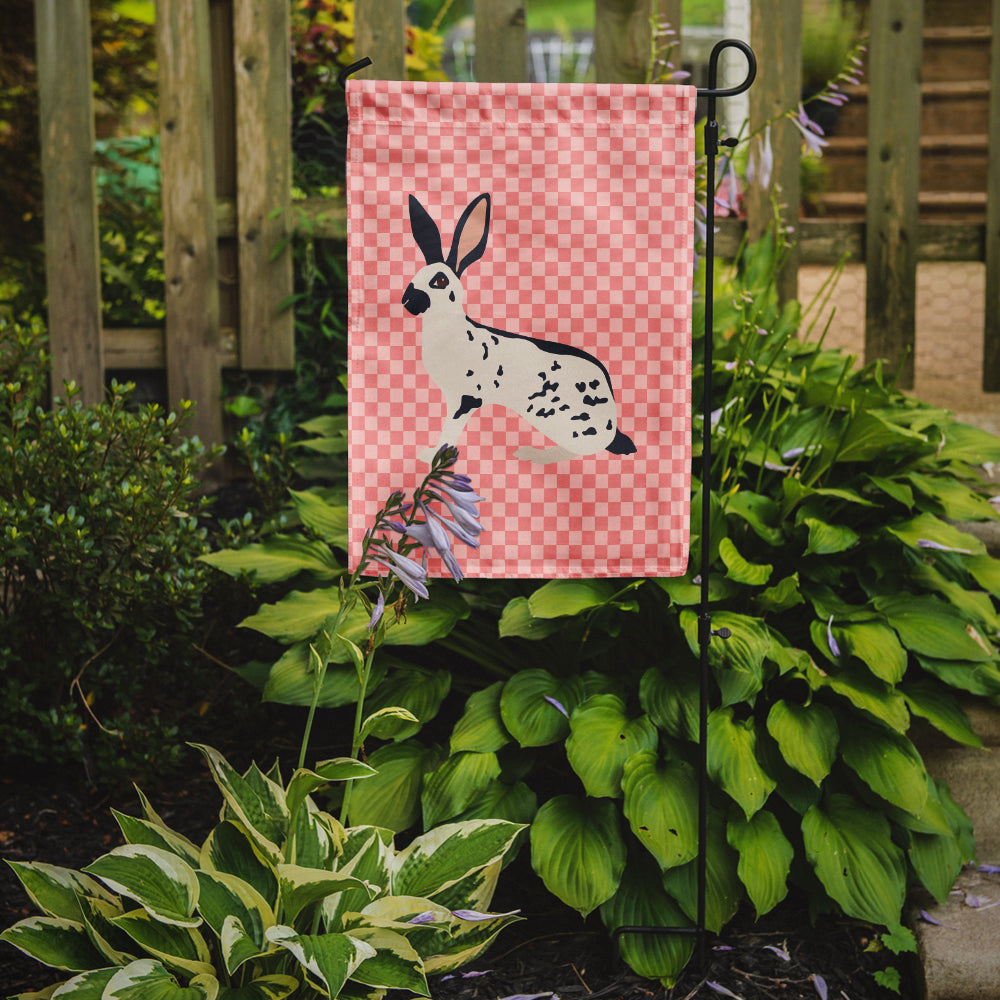 English Spot Rabbit Pink Check Flag Garden Size