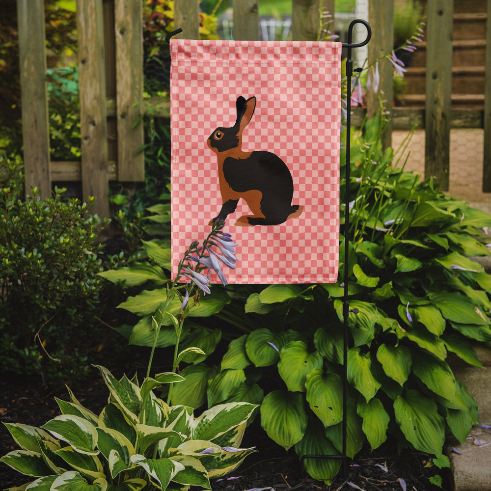 Tan Rabbit Pink Check Flag Garden Size