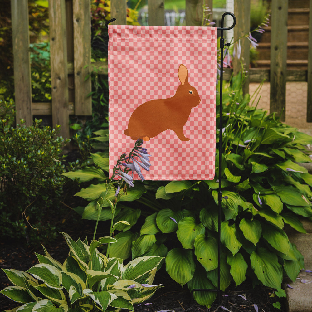 Rex Rabbit Pink Check Flag Garden Size