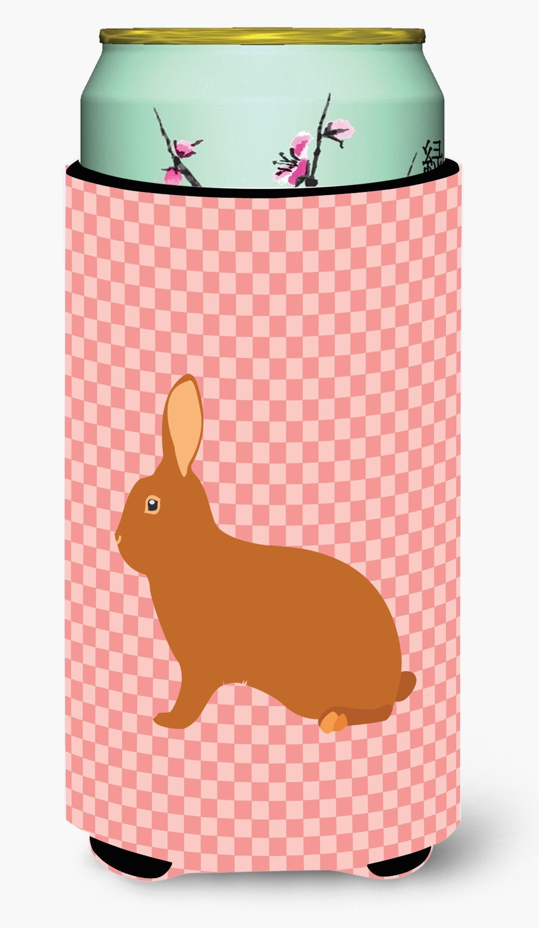 Rex Rabbit Pink Check Tall Boy Beverage Insulator Hugger BB7969TBC by Caroline's Treasures