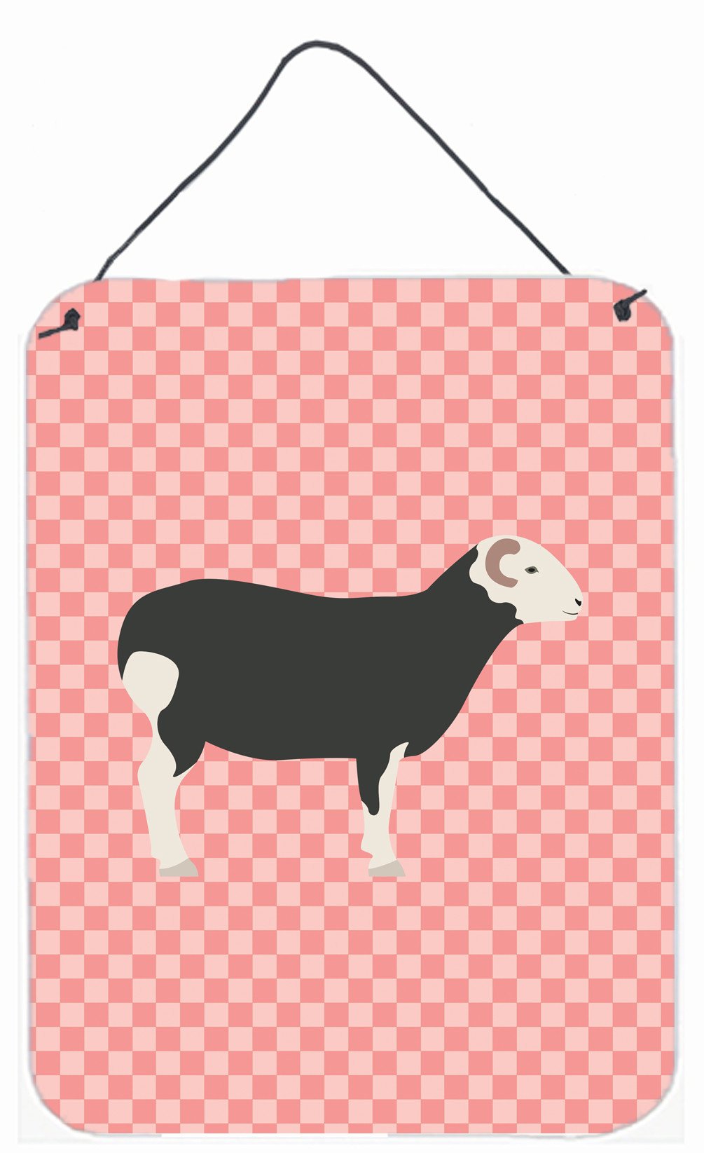 Herwick Sheep Pink Check Wall or Door Hanging Prints BB7970DS1216 by Caroline's Treasures