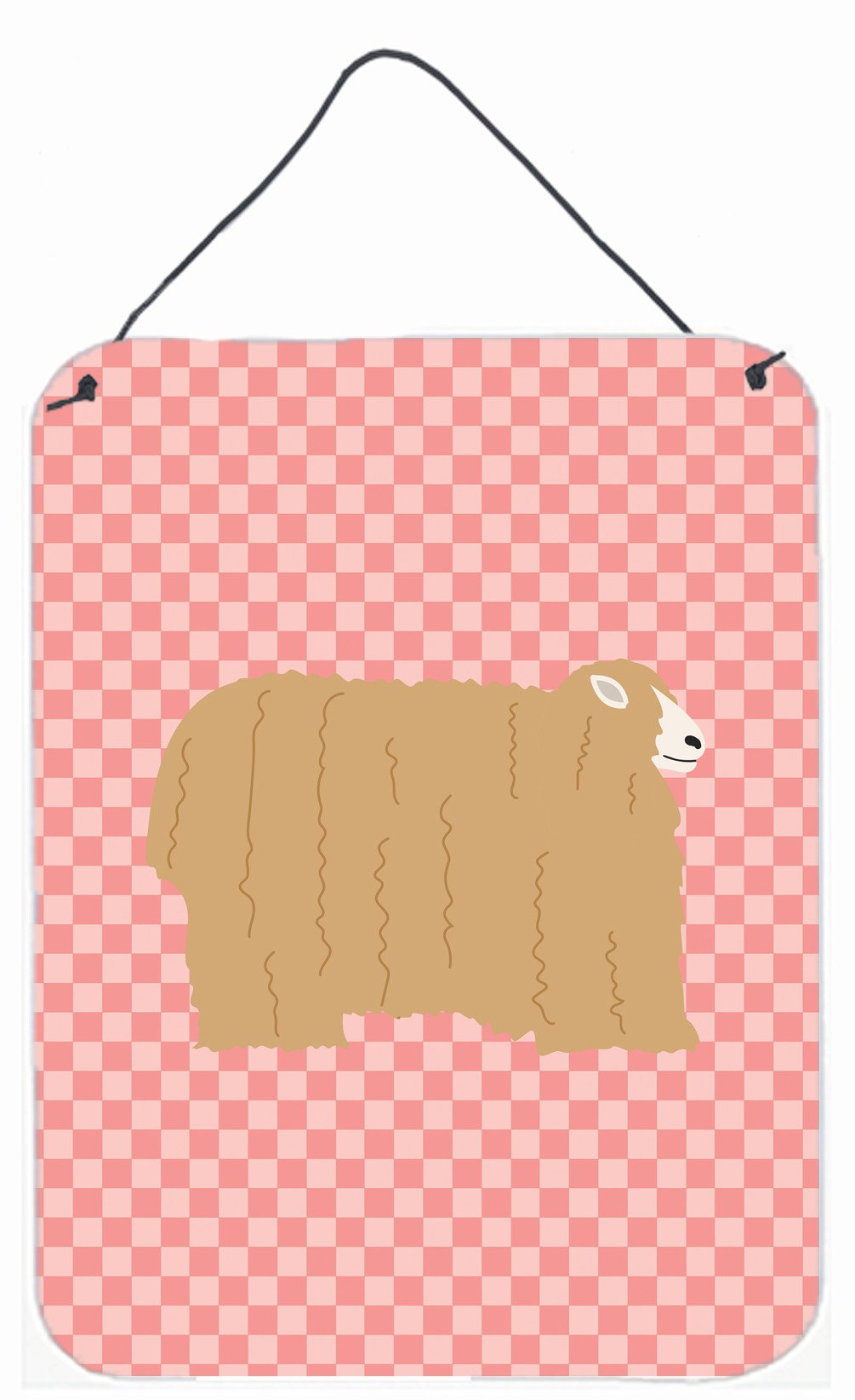 Lincoln Longwool Sheep Pink Check Wall or Door Hanging Prints BB7971DS1216 by Caroline's Treasures