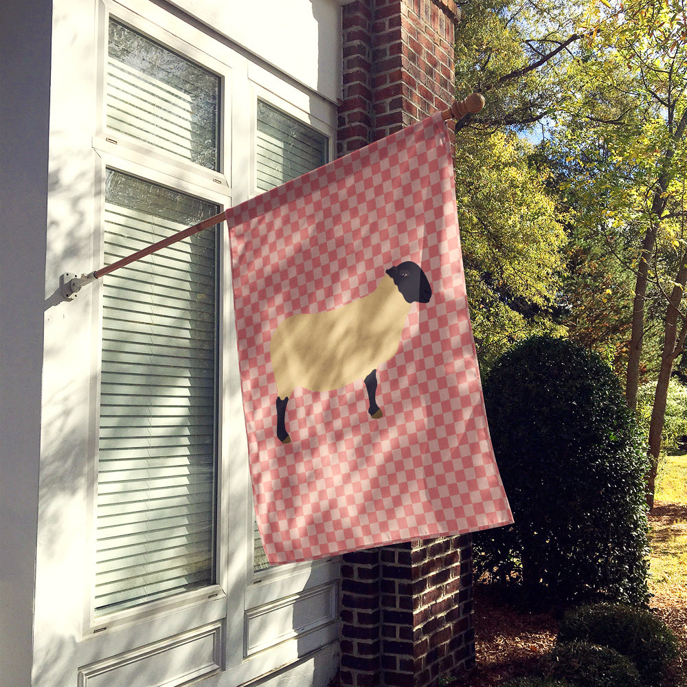 Suffolk Sheep Pink Check Flag Canvas House Size BB7972CHF