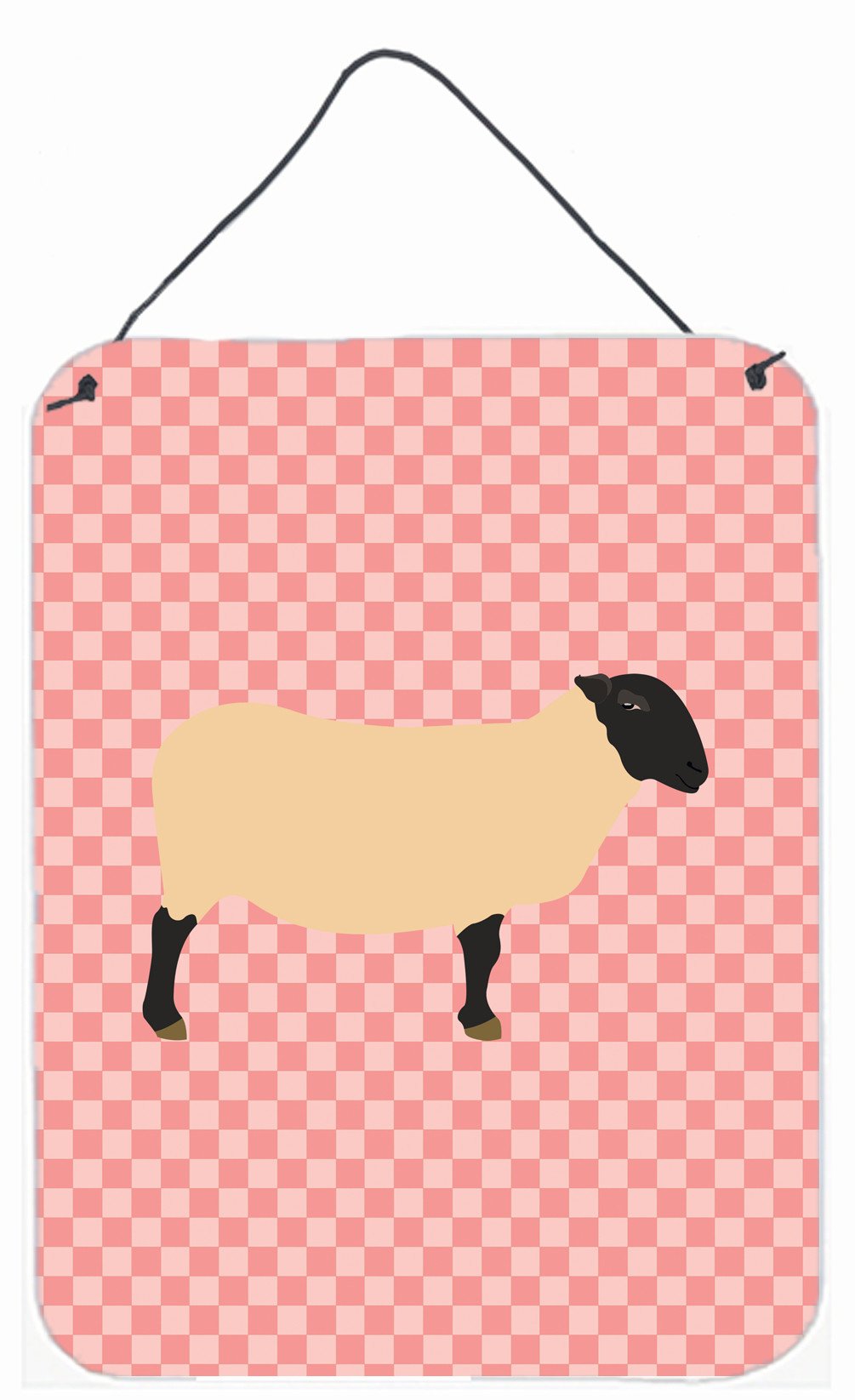 Suffolk Sheep Pink Check Wall or Door Hanging Prints BB7972DS1216 by Caroline's Treasures