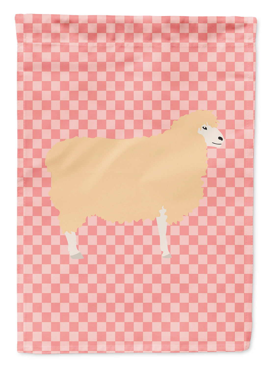 English Leicester Longwool Sheep Pink Check Flag Garden Size