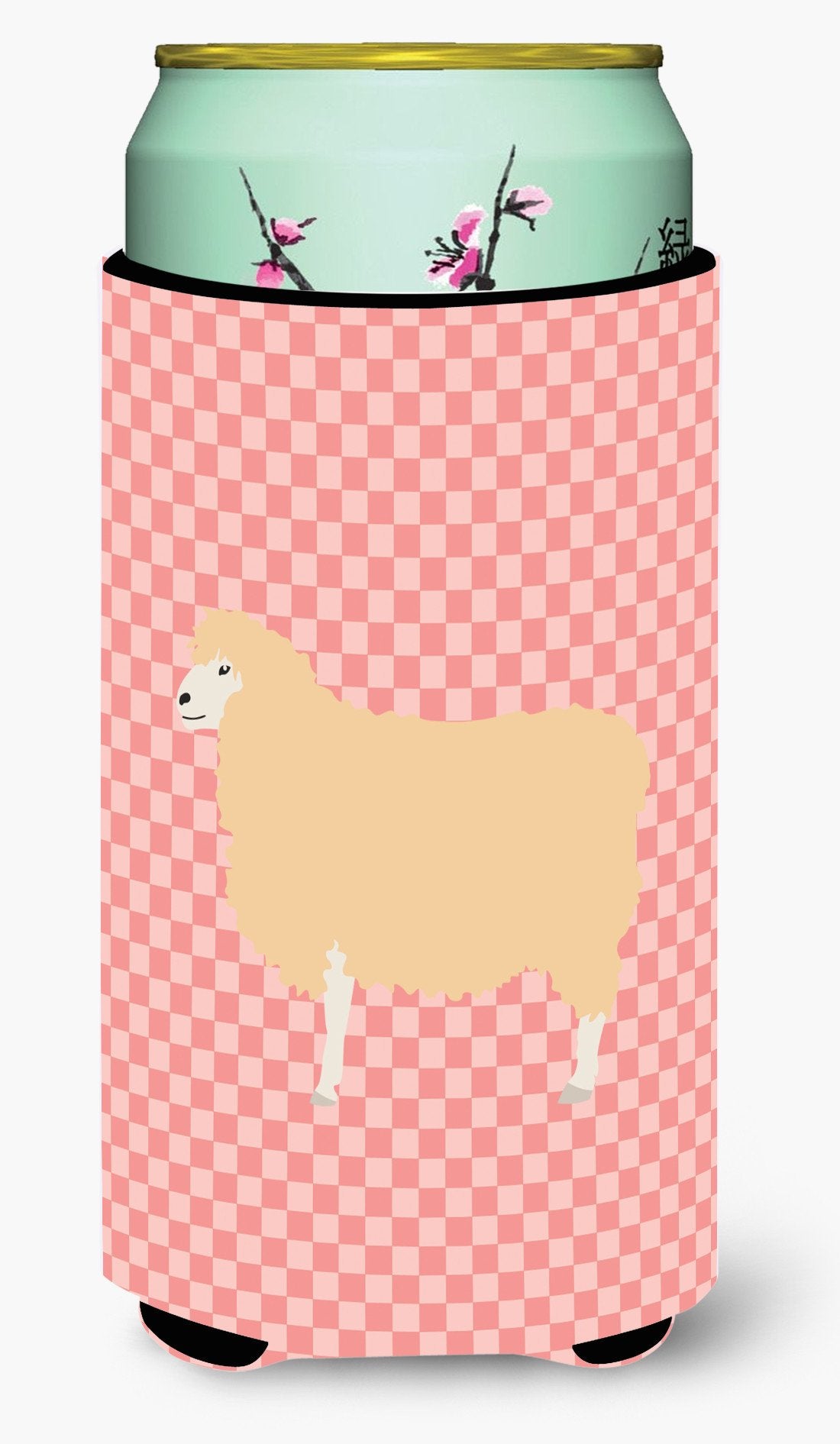 English Leicester Longwool Sheep Pink Check Tall Boy Beverage Insulator Hugger BB7974TBC by Caroline's Treasures