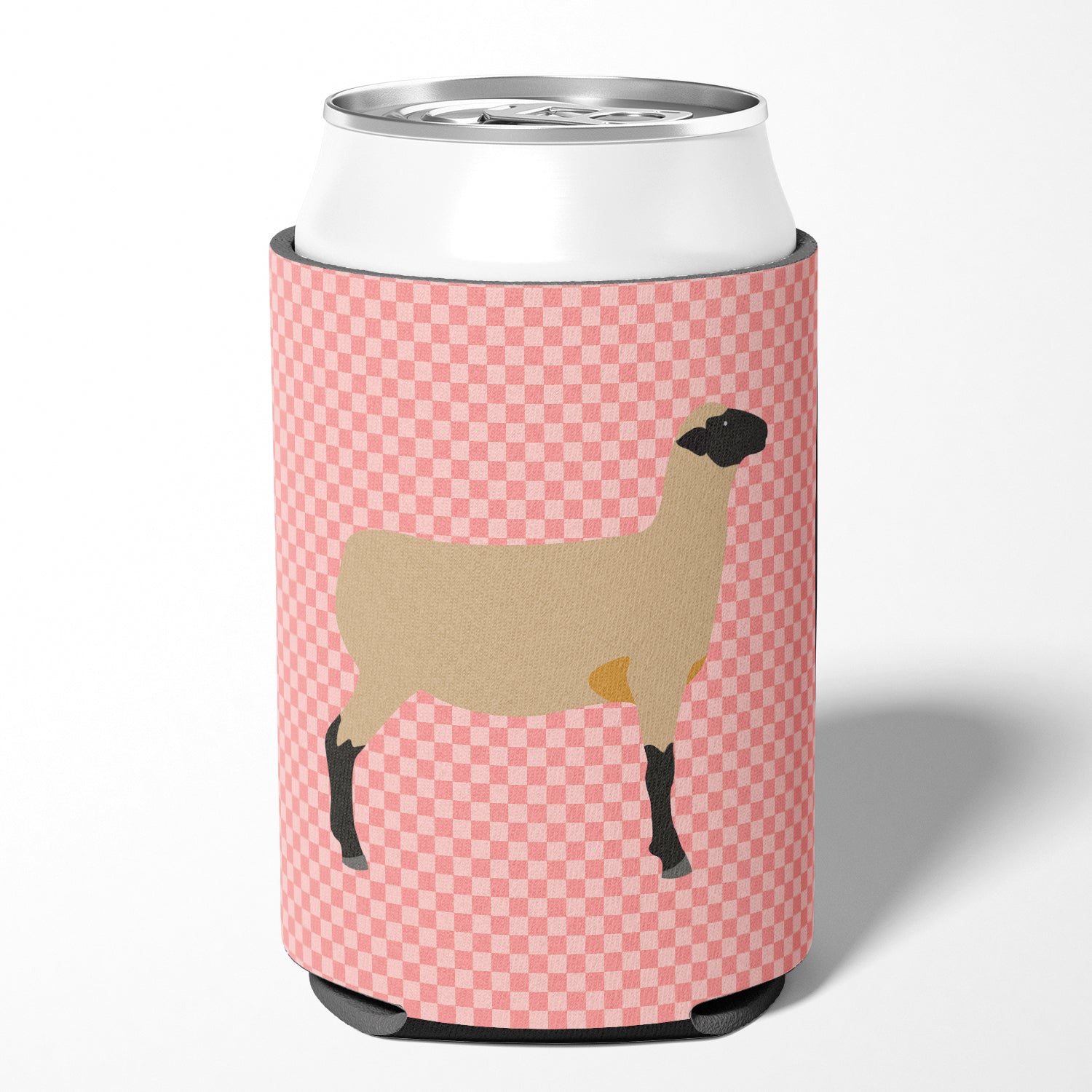 Hampshire Down Sheep Pink Check Can or Bottle Hugger BB7976CC