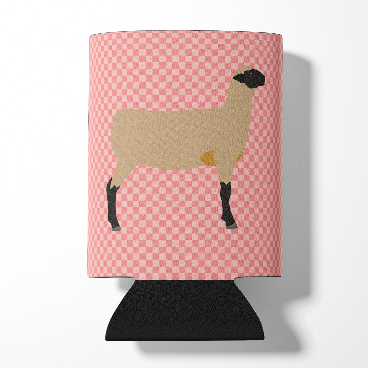 Hampshire Down Sheep Pink Check Can or Bottle Hugger BB7976CC