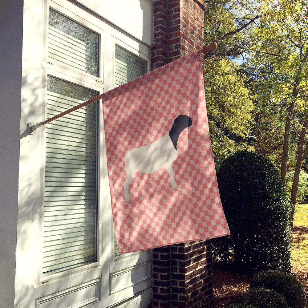 Dorper Sheep Pink Check Flag Canvas House Size BB7978CHF