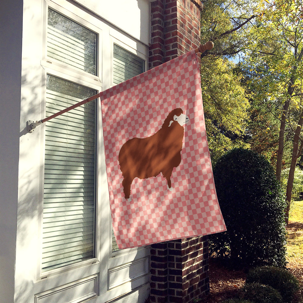 Merino Sheep Pink Check Flag Canvas House Size BB7981CHF