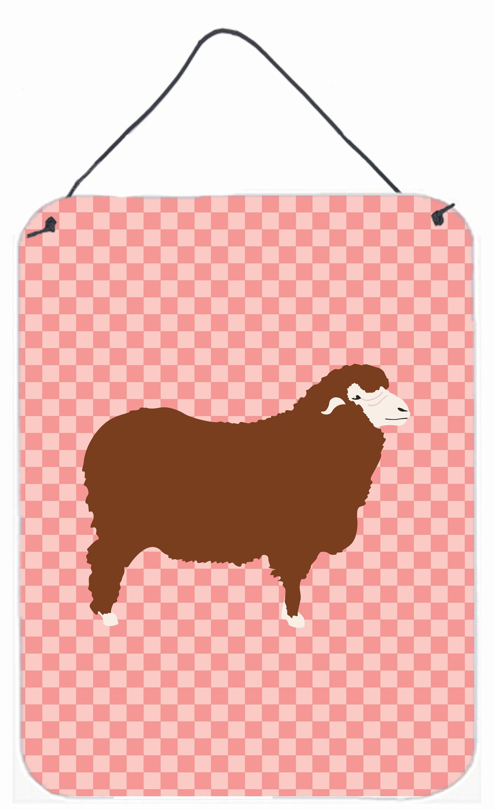 Merino Sheep Pink Check Wall or Door Hanging Prints BB7981DS1216 by Caroline's Treasures