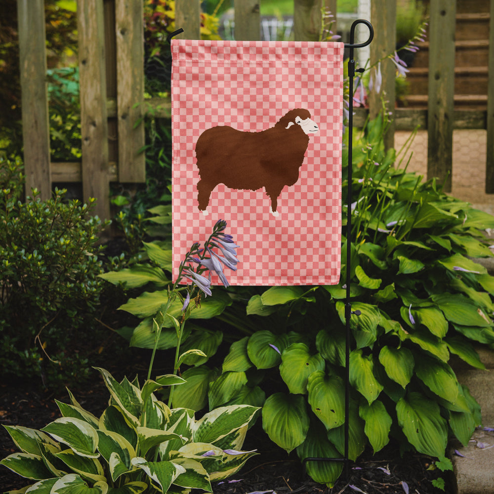 Merino Sheep Pink Check Flag Garden Size