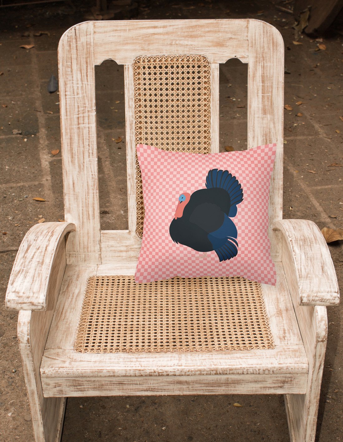 Norfolk Black Turkey Pink Check Fabric Decorative Pillow BB7985PW1818 by Caroline's Treasures