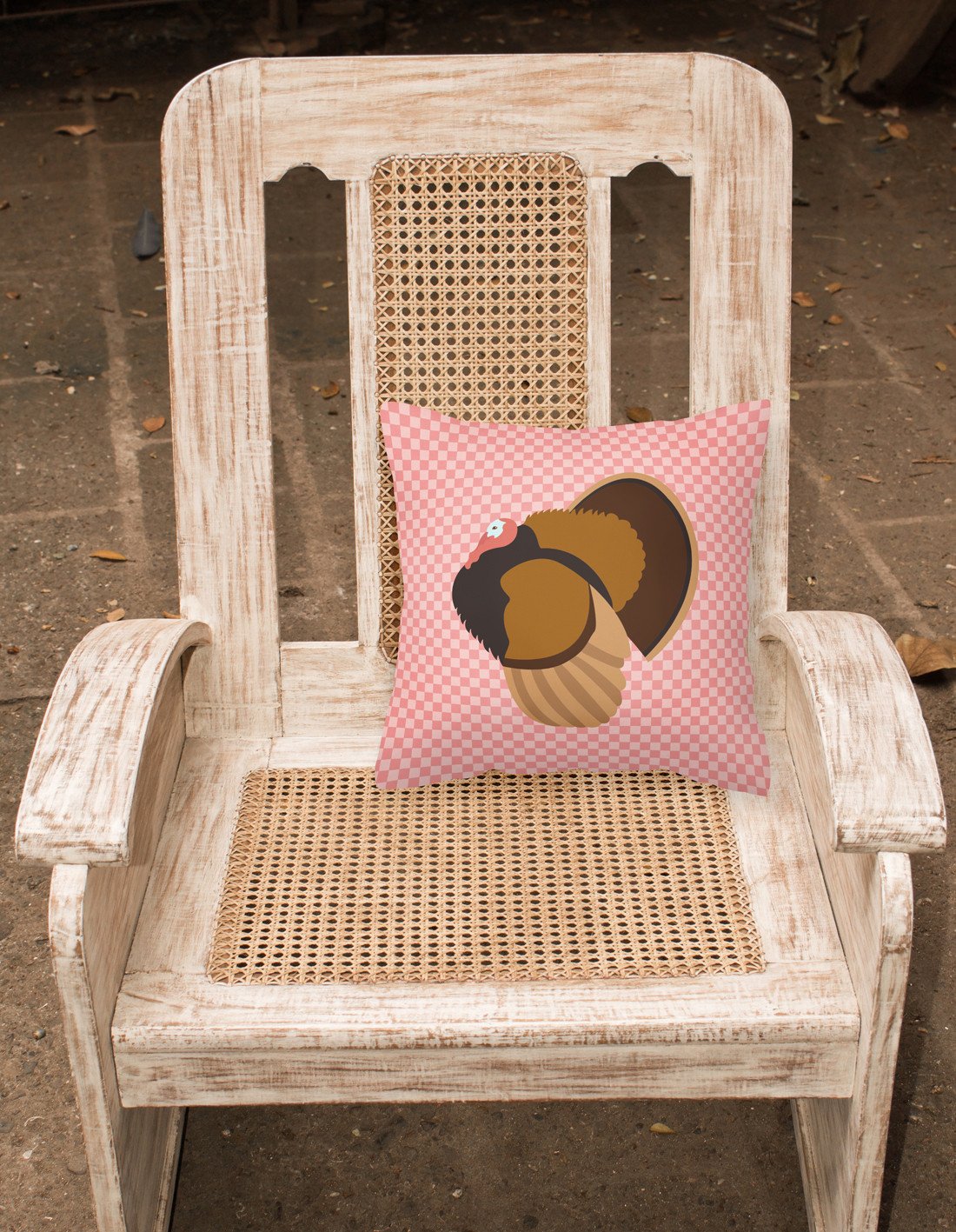 Bronze Turkey Pink Check Fabric Decorative Pillow BB7986PW1818 by Caroline's Treasures
