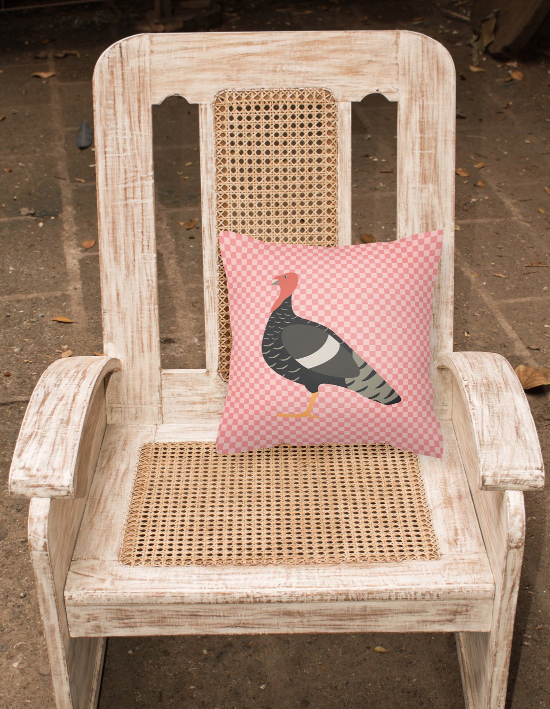 Marragansett Turkey Pink Check Fabric Decorative Pillow BB7987PW1818 by Caroline's Treasures
