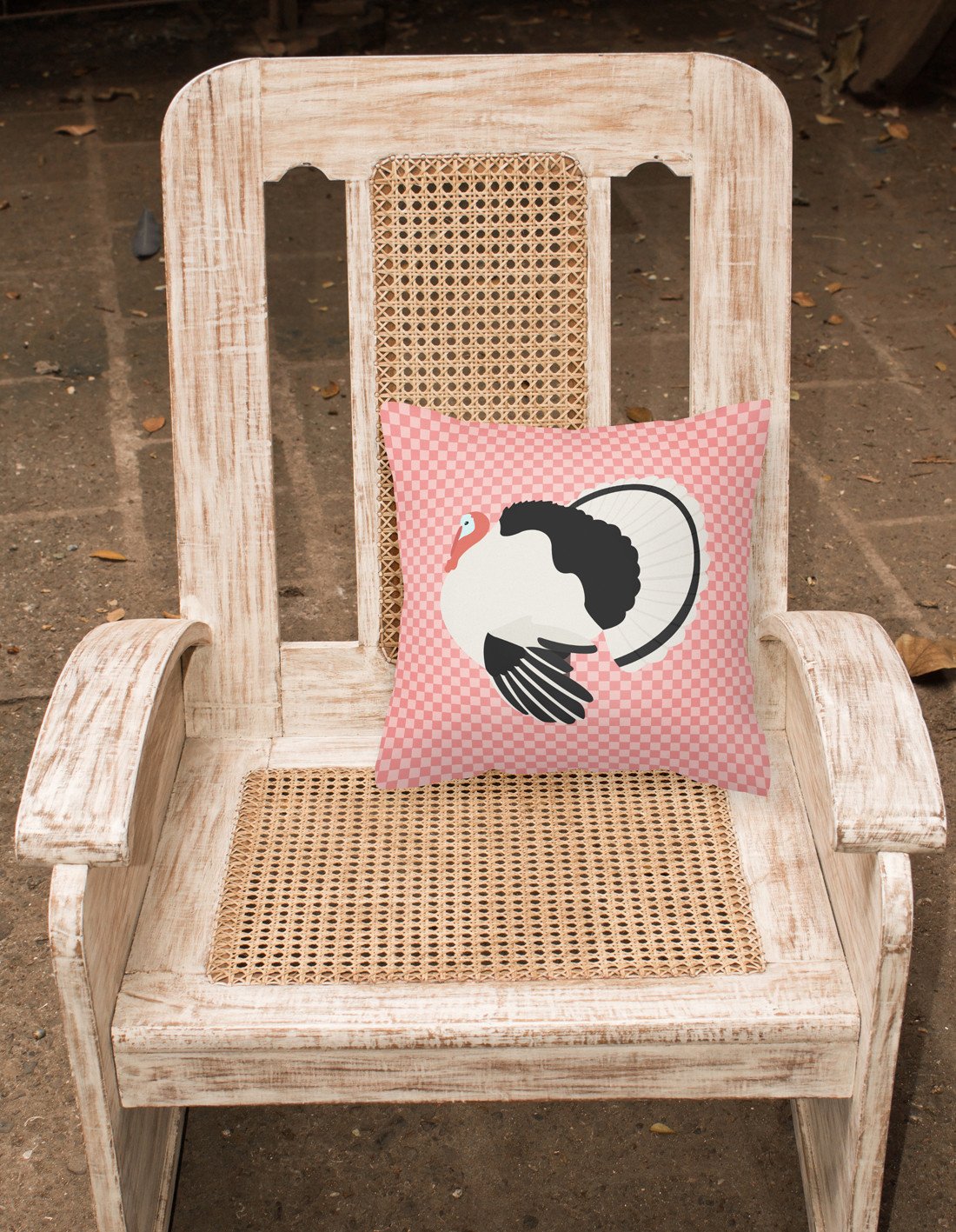 Royal Palm Turkey Pink Check Fabric Decorative Pillow BB7988PW1818 by Caroline's Treasures