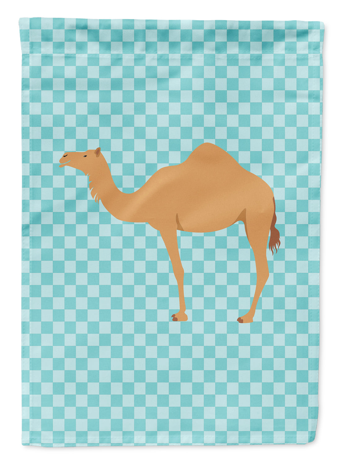 Arabian Camel Dromedary Blue Check Flag Garden Size