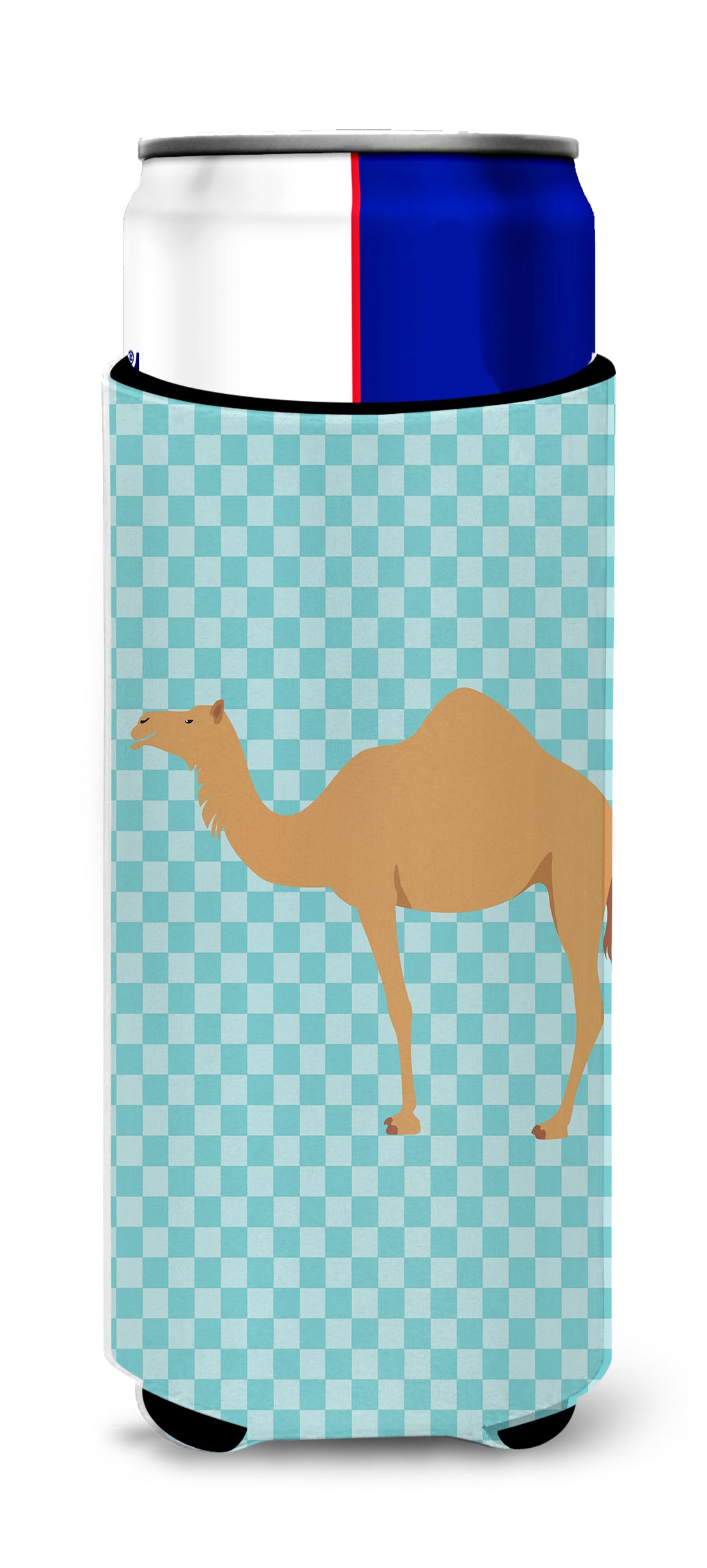 Arabian Camel Dromedary Blue Check  Ultra Hugger for slim cans