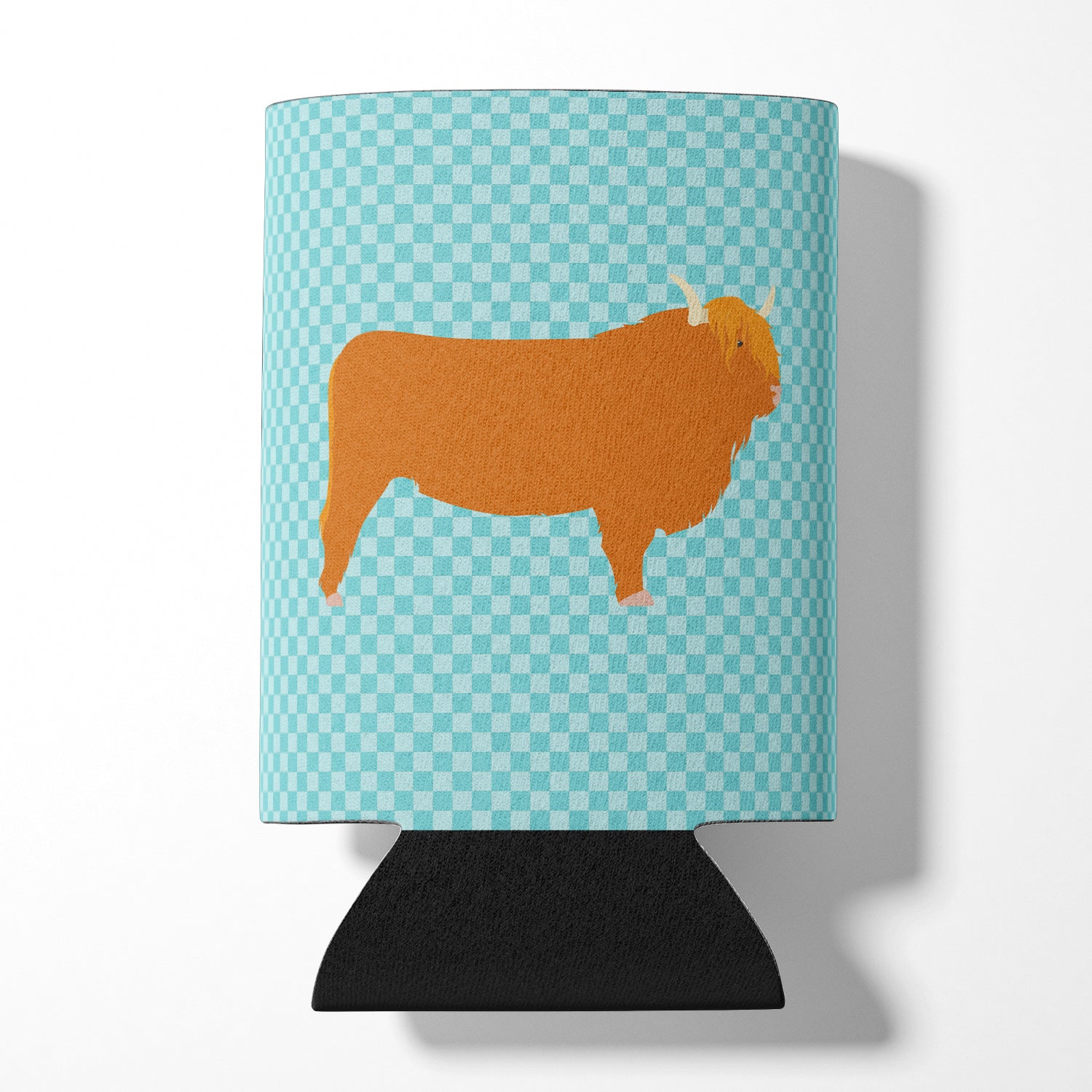 Highland Cow Blue Check Can or Bottle Hugger BB7994CC