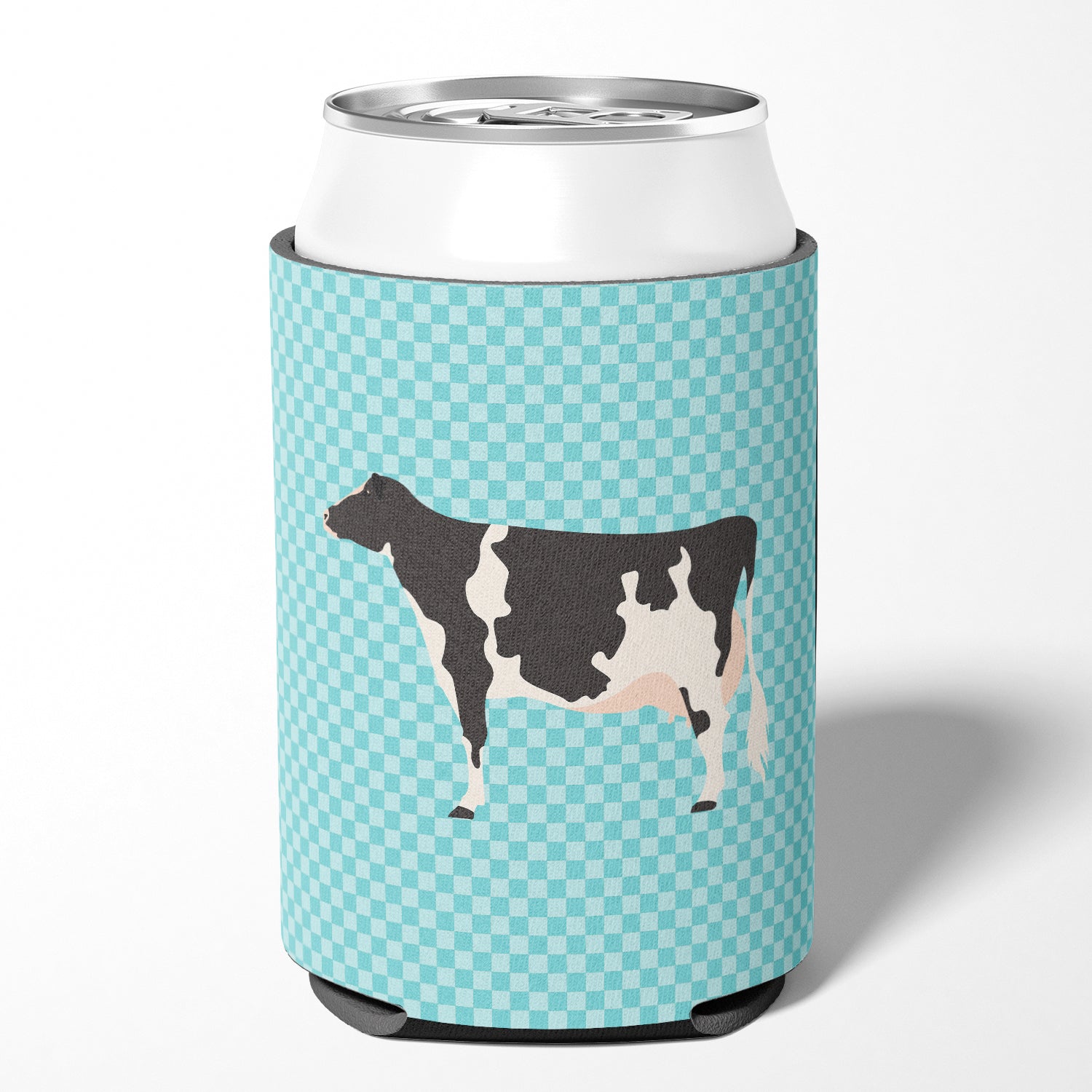 Holstein Cow Blue Check Can or Bottle Hugger BB7996CC