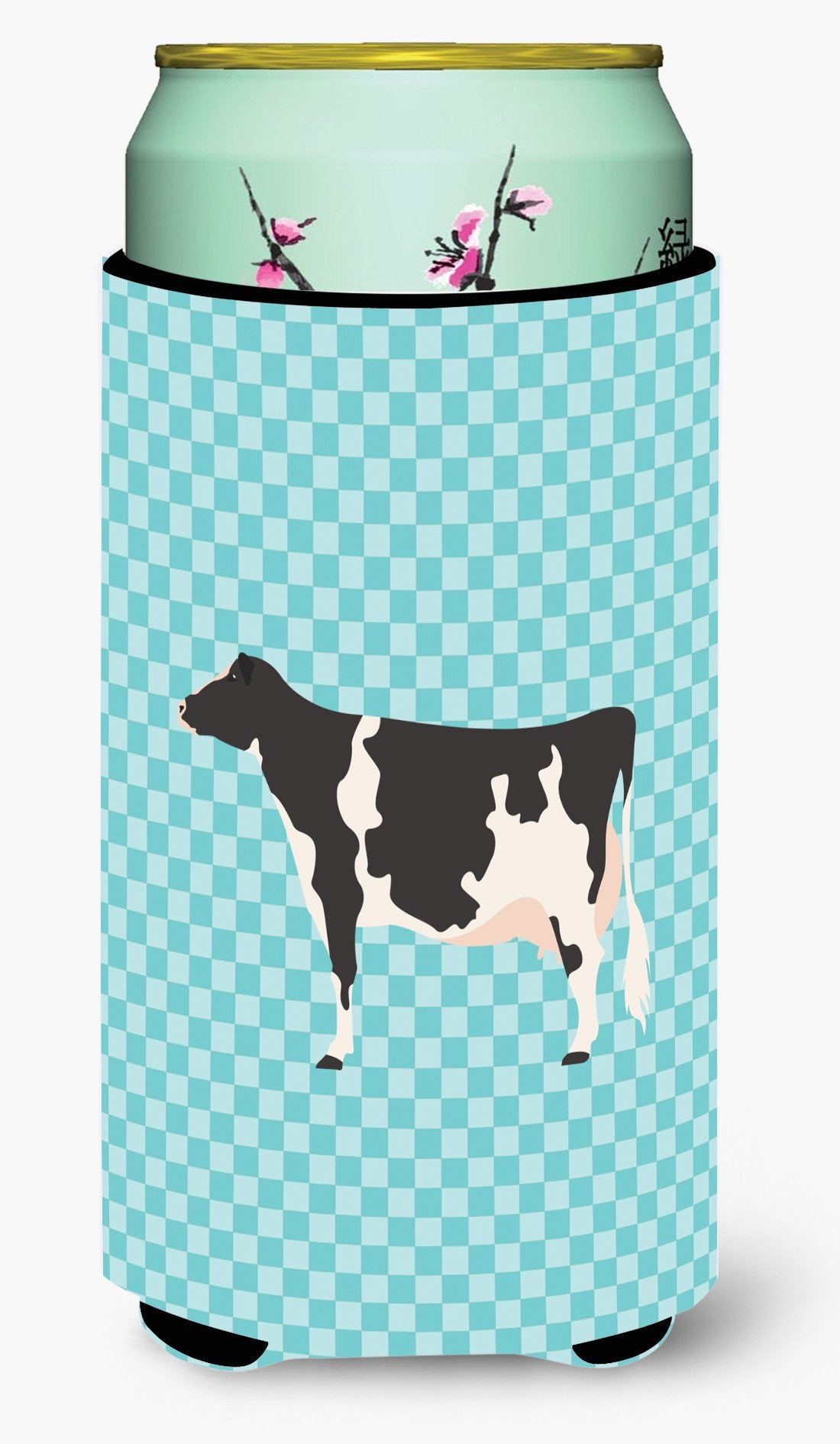 Holstein Cow Blue Check Tall Boy Beverage Insulator Hugger BB7996TBC by Caroline's Treasures