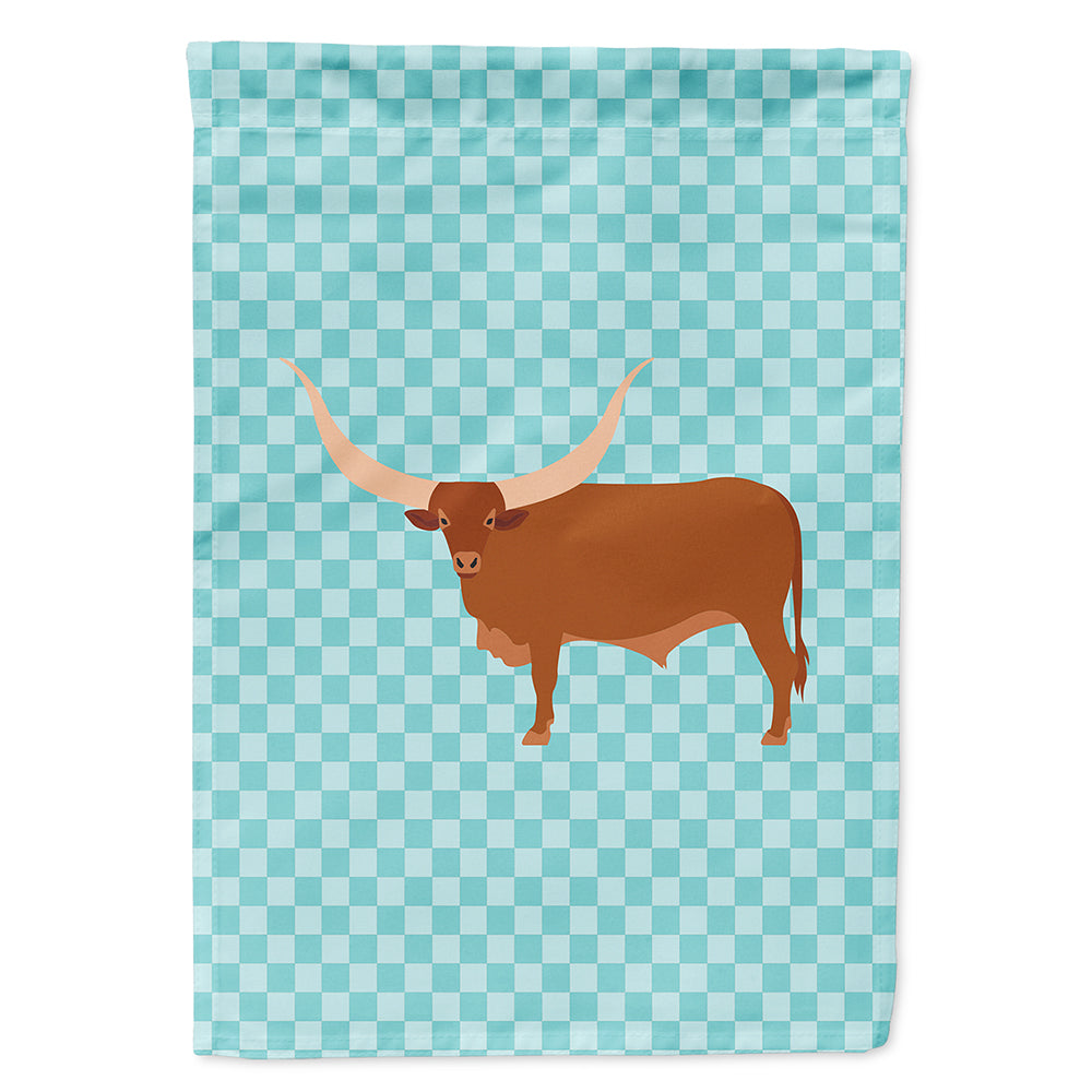 Ankole-Watusu Cow Blue Check Flag Canvas House Size BB7997CHF