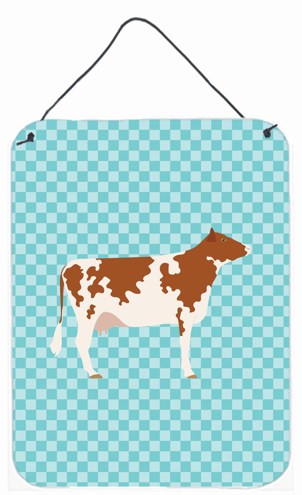 Ayrshire Cow Blue Check Wall or Door Hanging Prints BB8001DS1216 by Caroline's Treasures