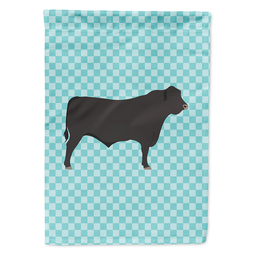 Black Angus Cow Blue Check Flag Canvas House Size BB8002CHF
