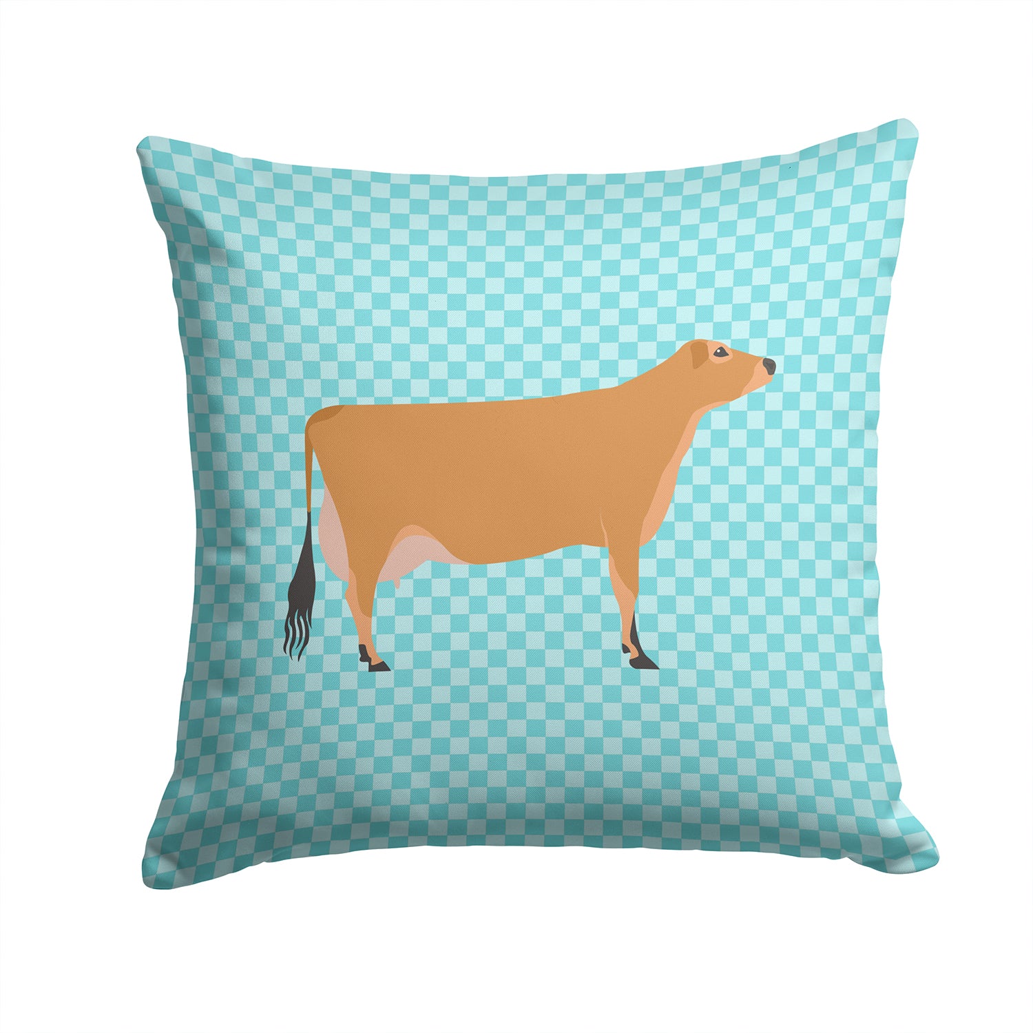 Jersey Cow Blue Check Fabric Decorative Pillow BB8003PW1414 - the-store.com